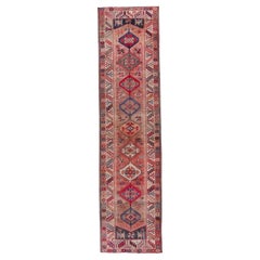 Antique Pumpkin Dark Lavender and Sun Fade Red Oushak Runner