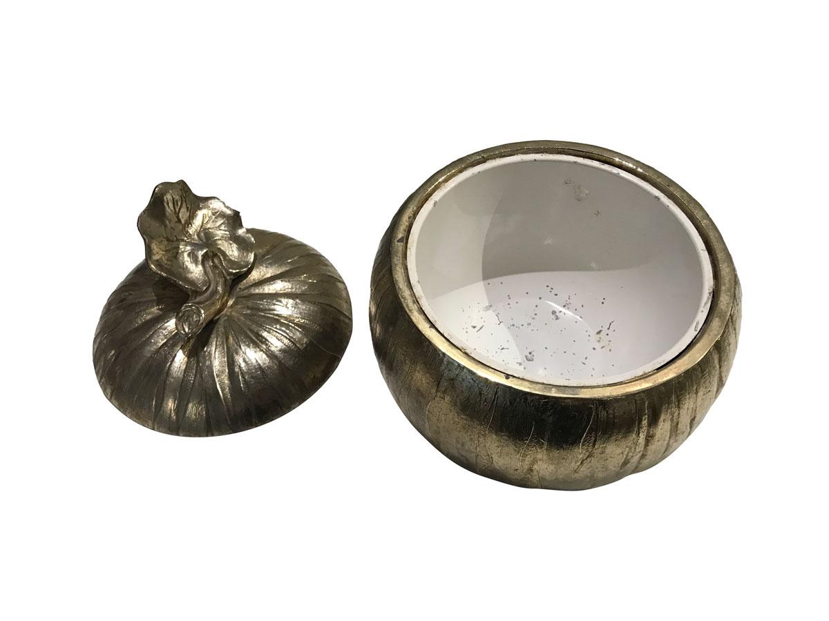 Cast Pumpkin Ice Bucket Designed by Mauro Manetti, Silver Plated, circa 1970 For Sale