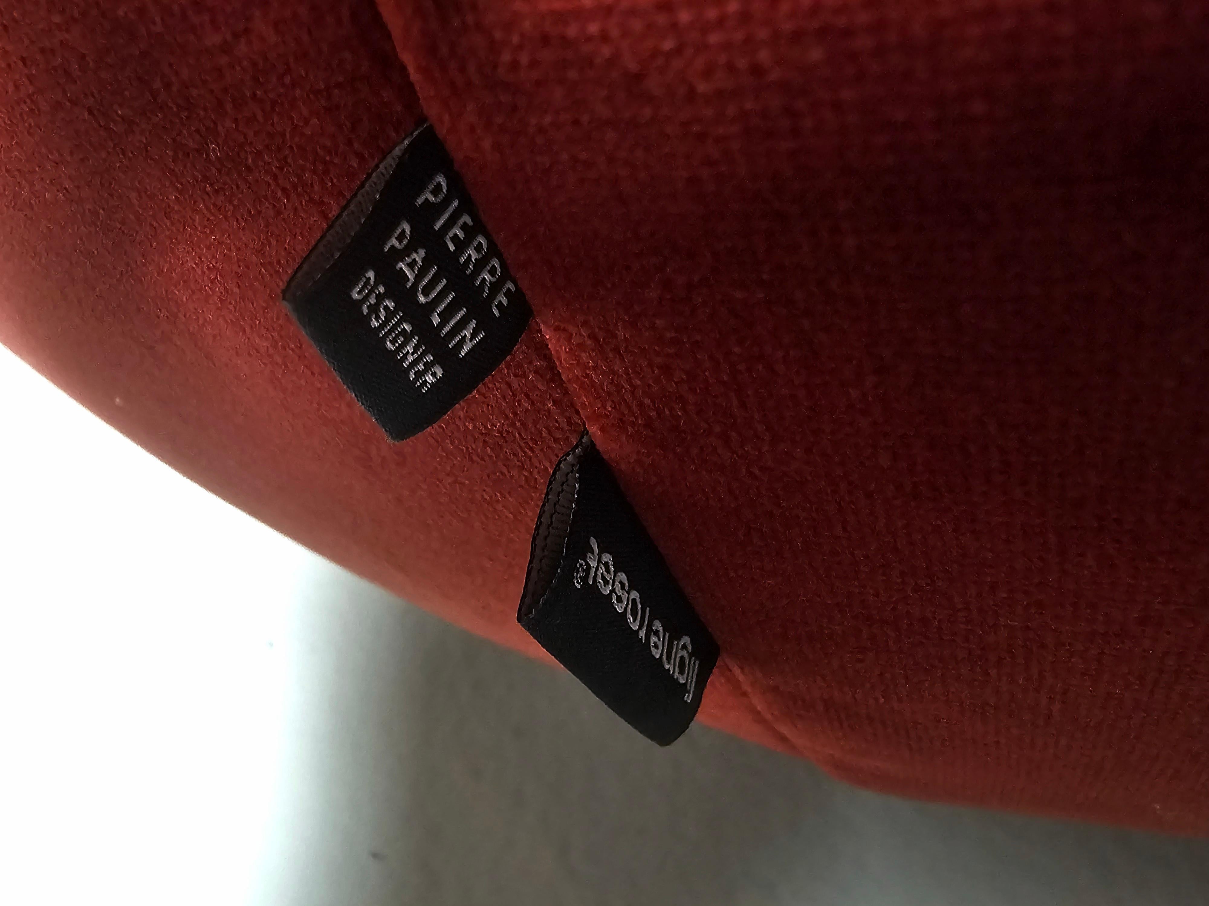 Sedie lounge Pumpkin in velluto rosso di Pierre Paulin per Ligne Roset, Francia in vendita 3