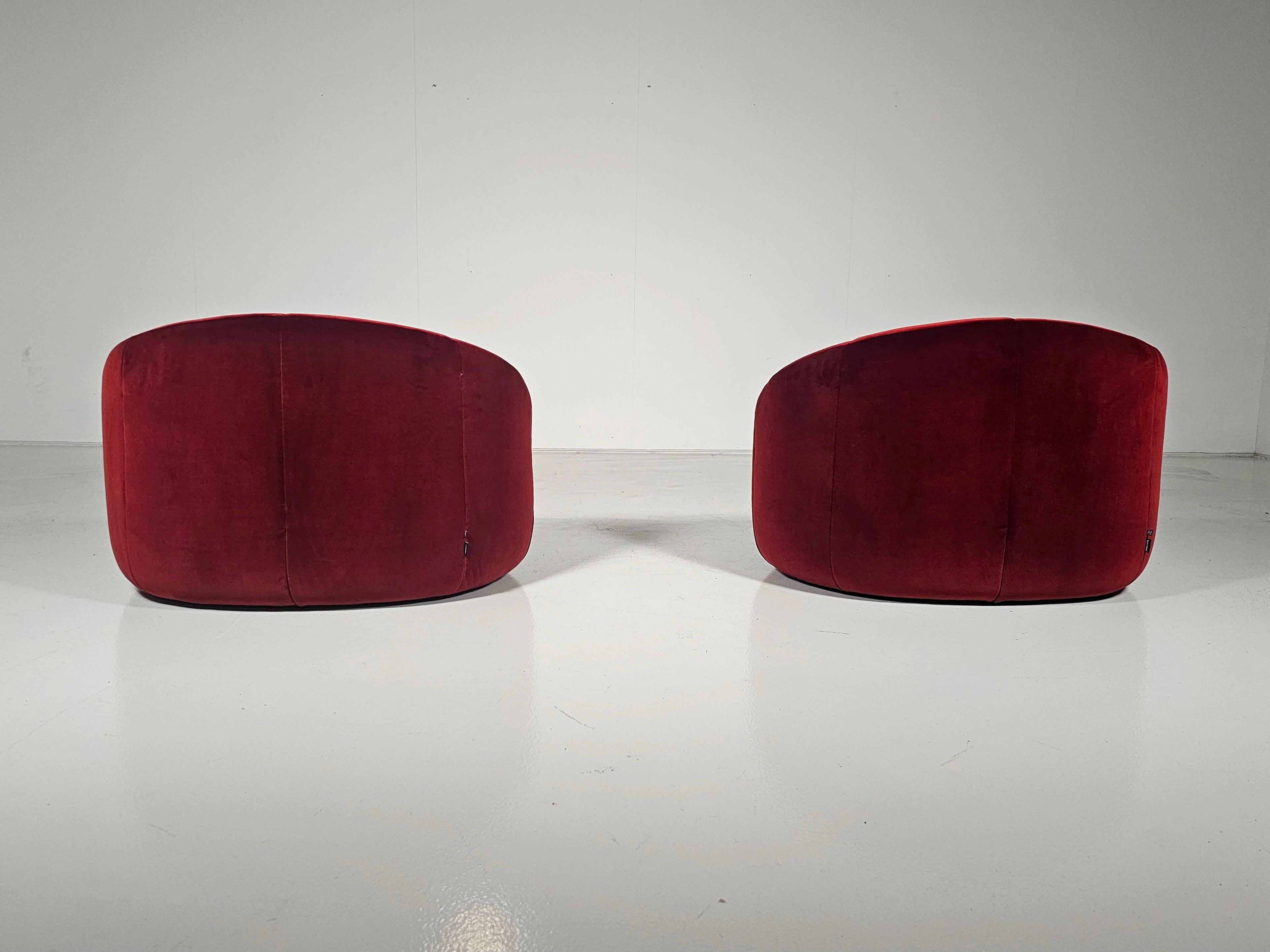 Sedie lounge Pumpkin in velluto rosso di Pierre Paulin per Ligne Roset, Francia In condizioni ottime in vendita a amstelveen, NL