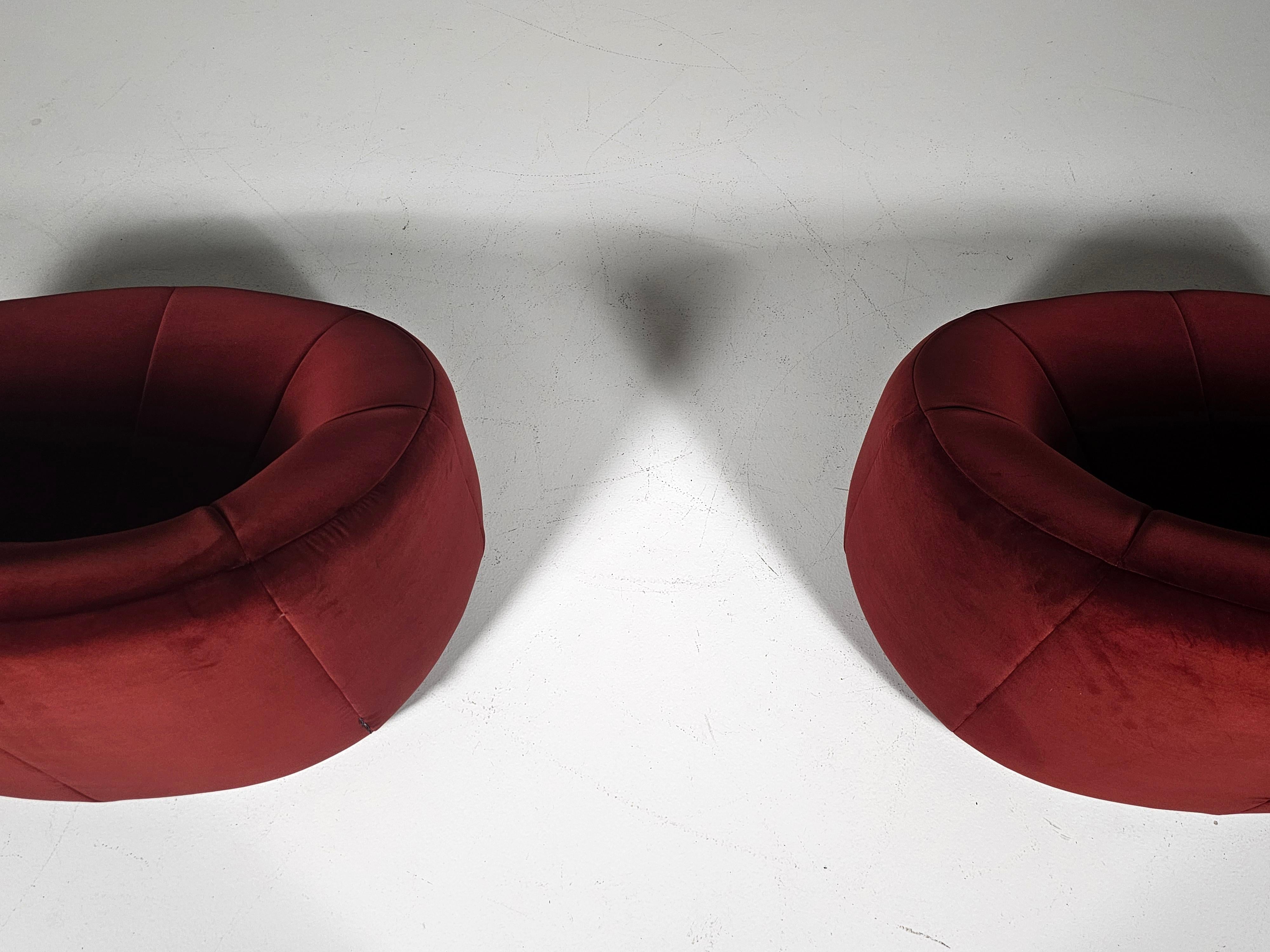 Velluto Sedie lounge Pumpkin in velluto rosso di Pierre Paulin per Ligne Roset, Francia in vendita