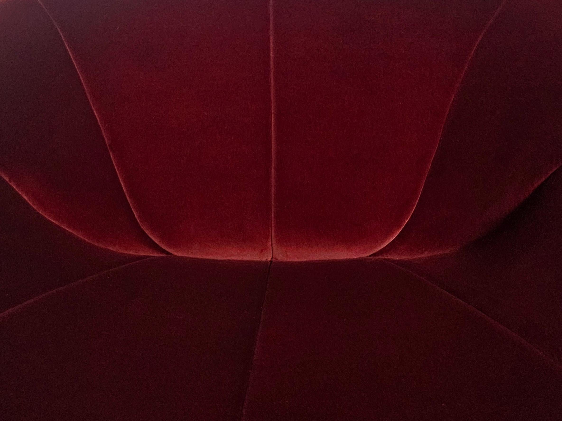 Sedie lounge Pumpkin in velluto rosso di Pierre Paulin per Ligne Roset, Francia in vendita 2