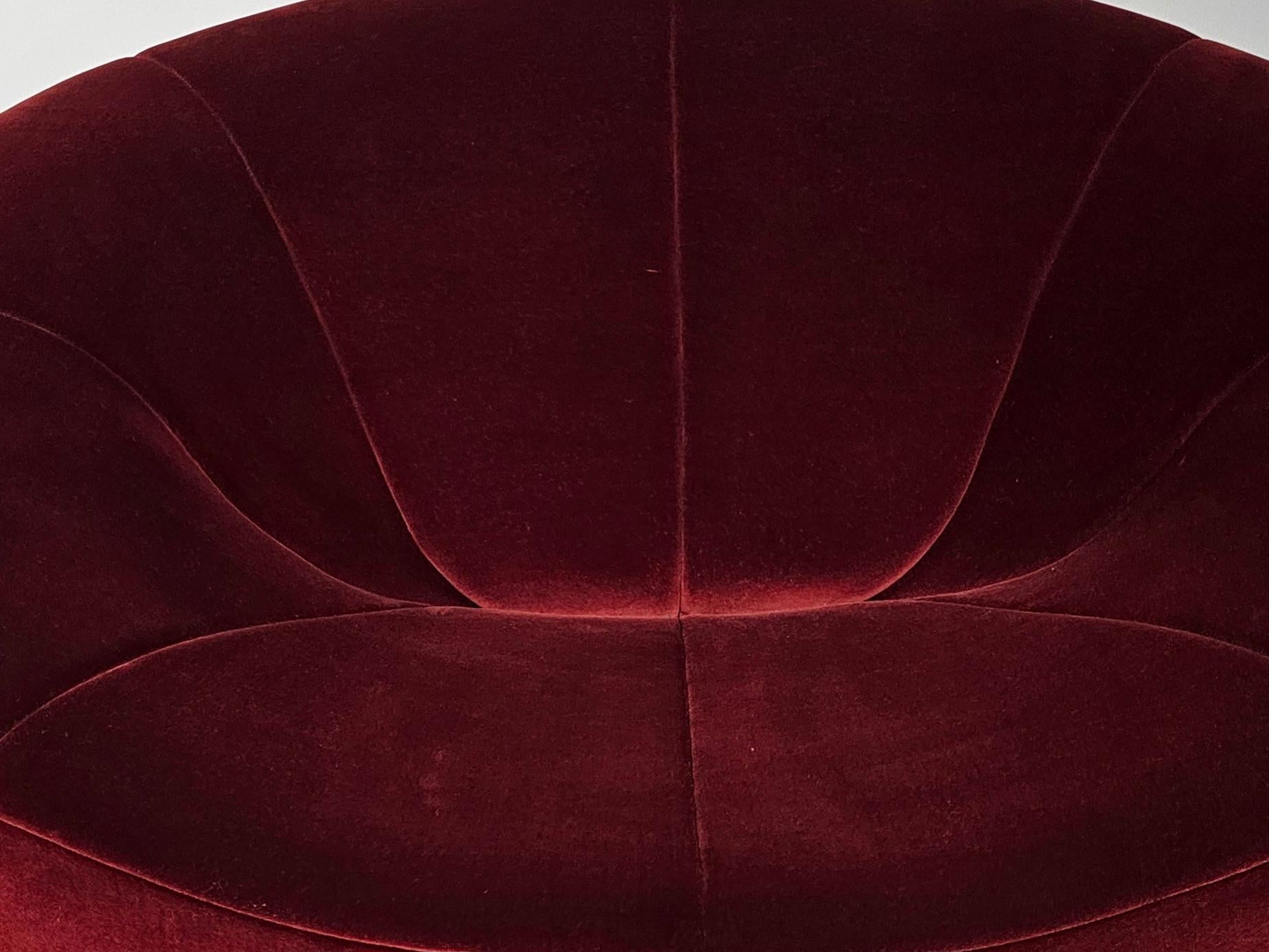 Sedie lounge Pumpkin in velluto rosso di Pierre Paulin per Ligne Roset, Francia in vendita 5