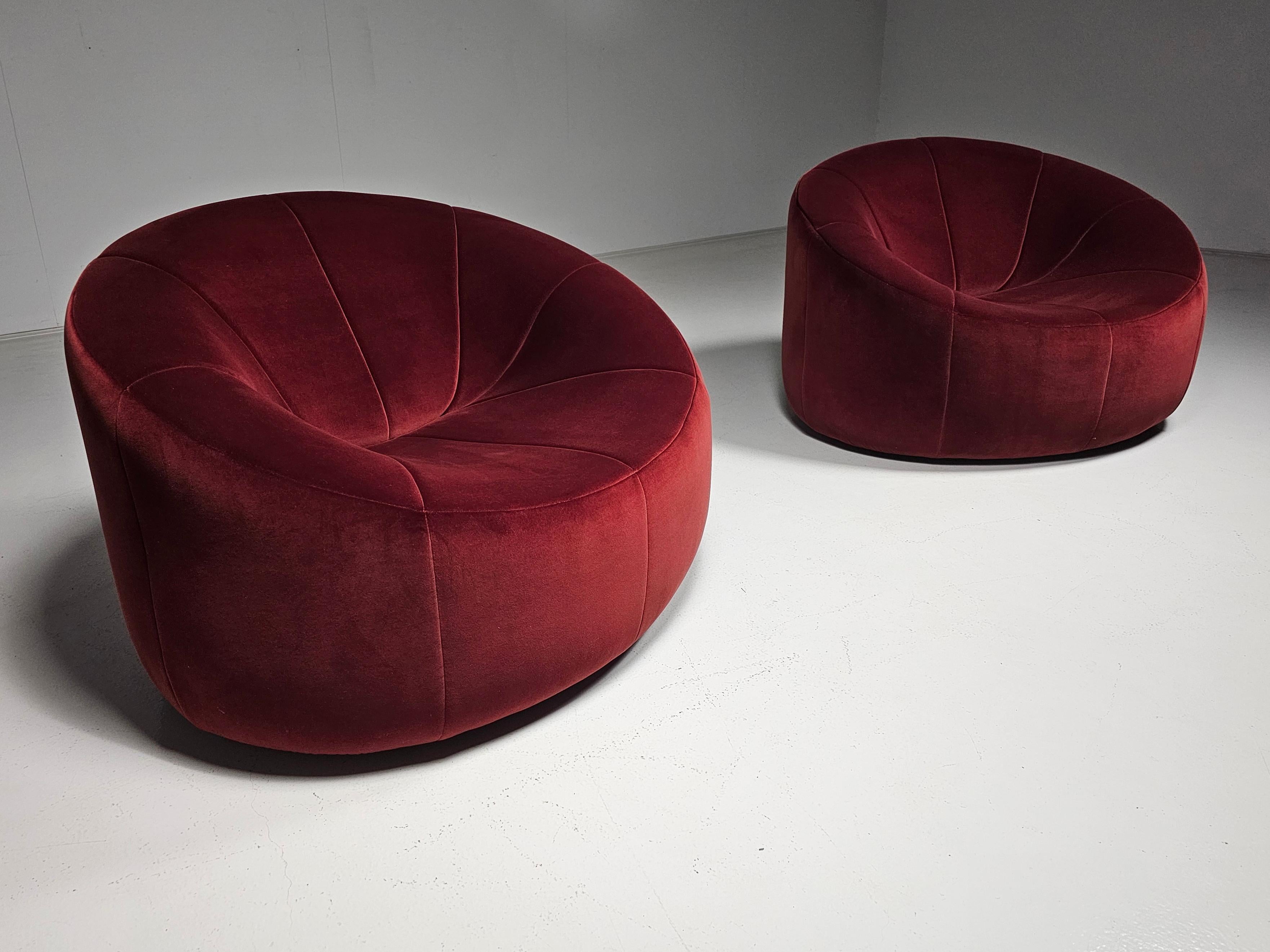 Sedie lounge Pumpkin in velluto rosso di Pierre Paulin per Ligne Roset, Francia in vendita 7