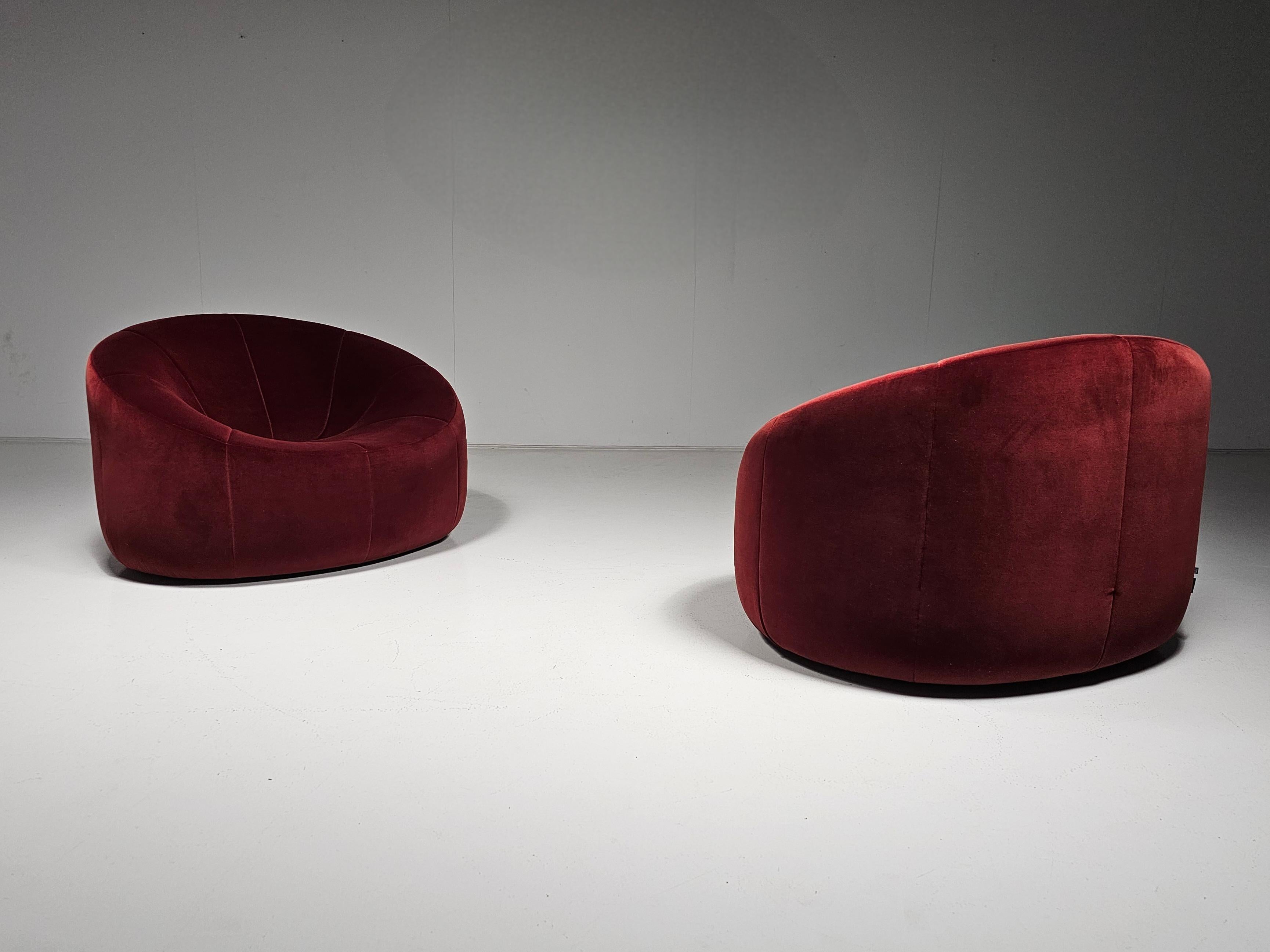 Velluto Sedie lounge Pumpkin in velluto rosso di Pierre Paulin per Ligne Roset, Francia in vendita