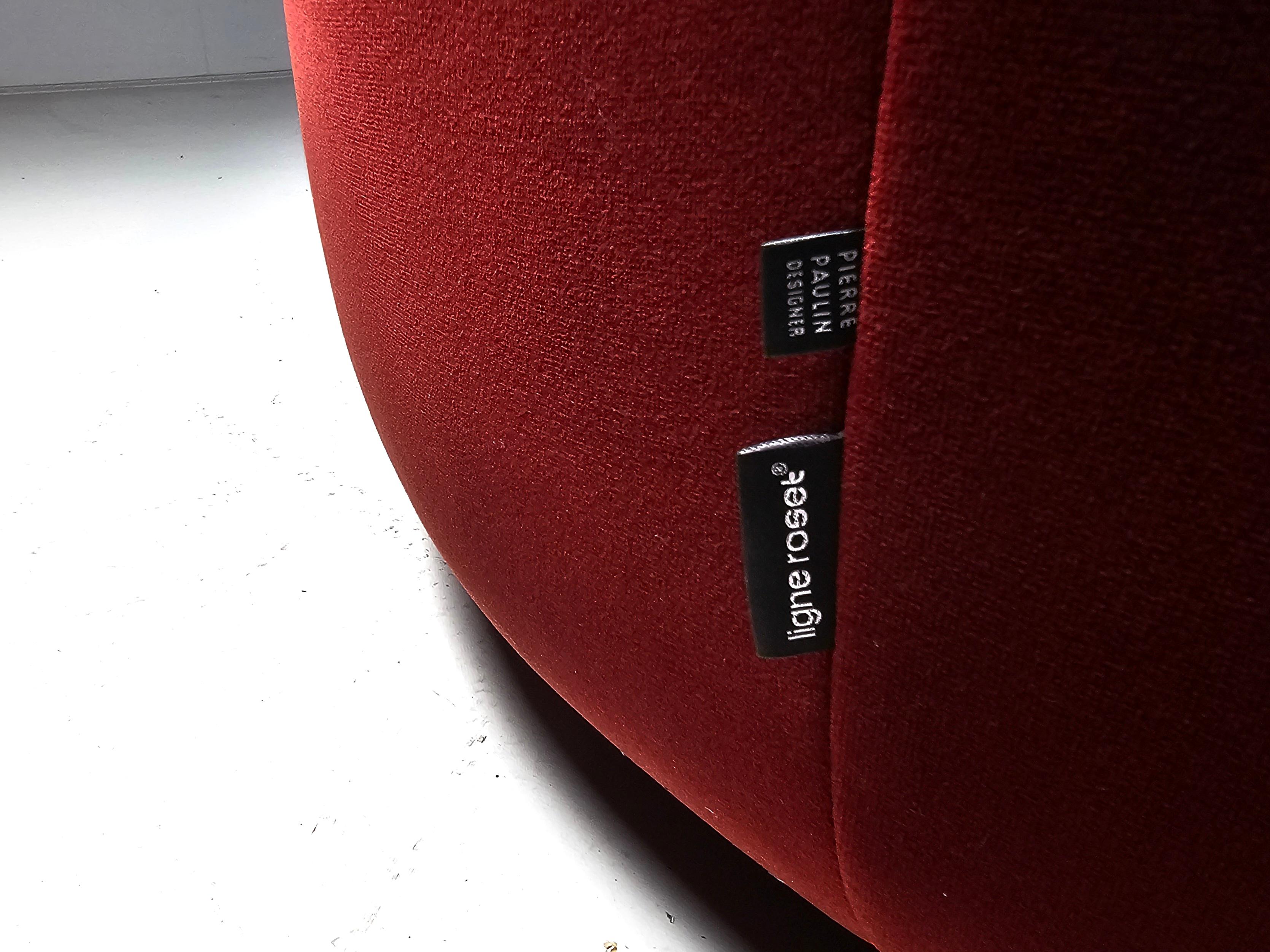 Sedie lounge Pumpkin in velluto rosso di Pierre Paulin per Ligne Roset, Francia in vendita 2