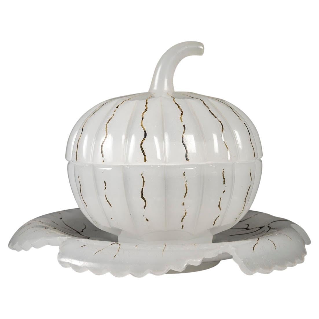 Pumpkin-Shaped Candy Box in Opaline, 19th Century, Napoleon III Period.