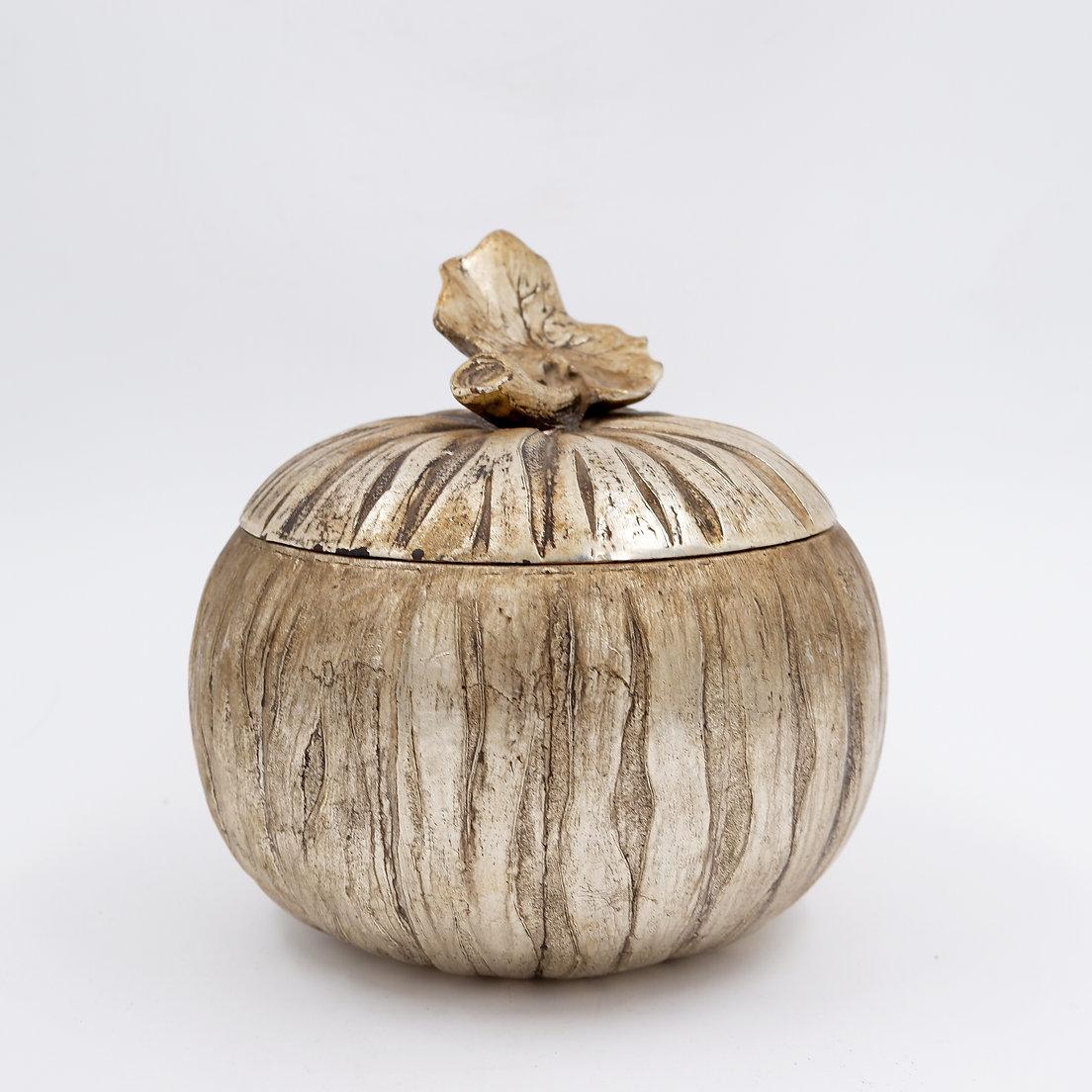Pumpkin-shaped ice bucket with textured details on the skin and leaves. For Sale 3
