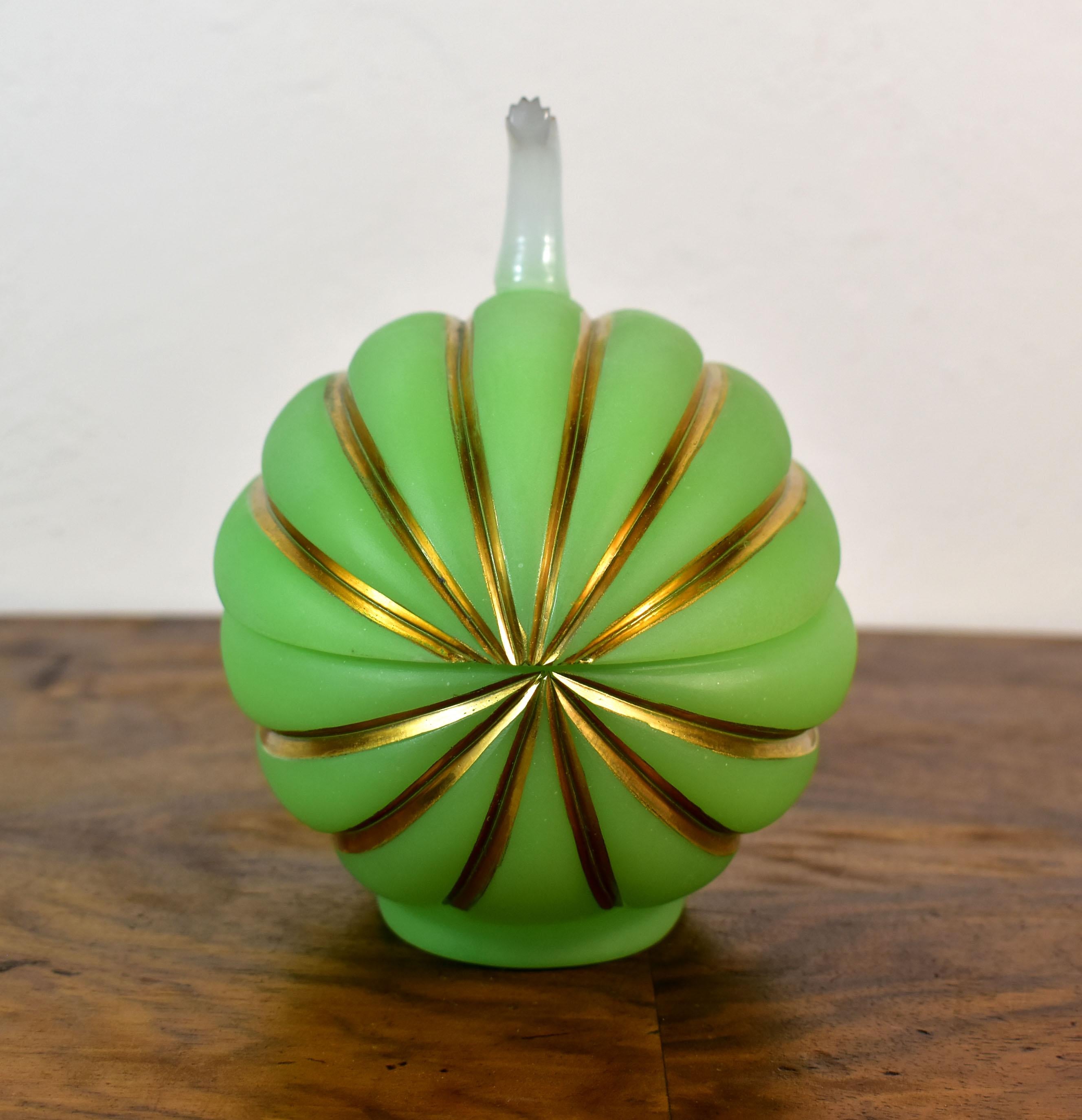 Pumpkin-Shaped Opaline Glass Jar Bohemian Glass 19th Century For Sale 8
