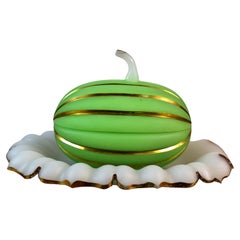 Pumpkin-Shaped Opaline Glass Jar Bohemian Glass 19th Century