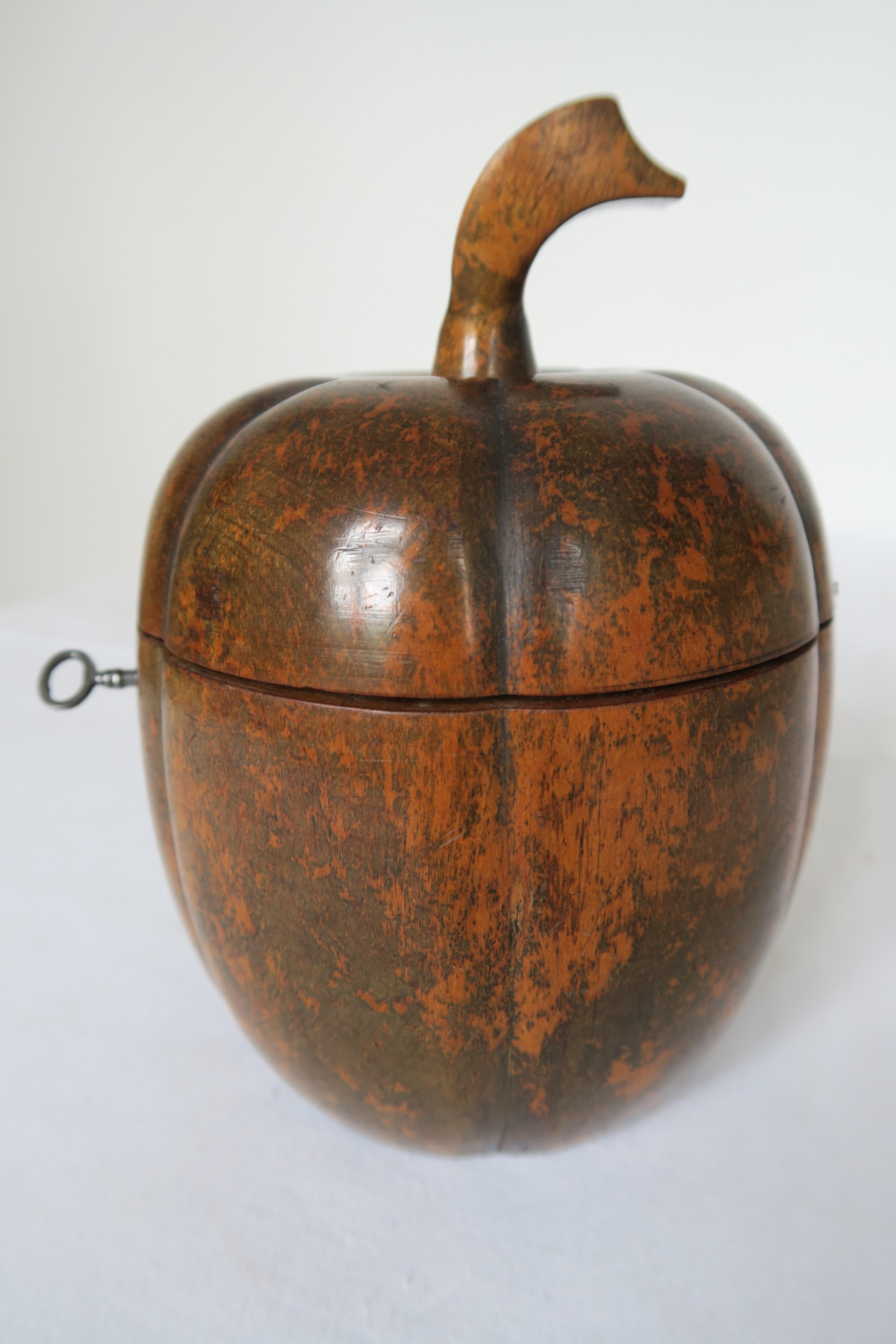 Hand-Crafted Pumpkin Shaped Wooden Tea Caddy, George II Period