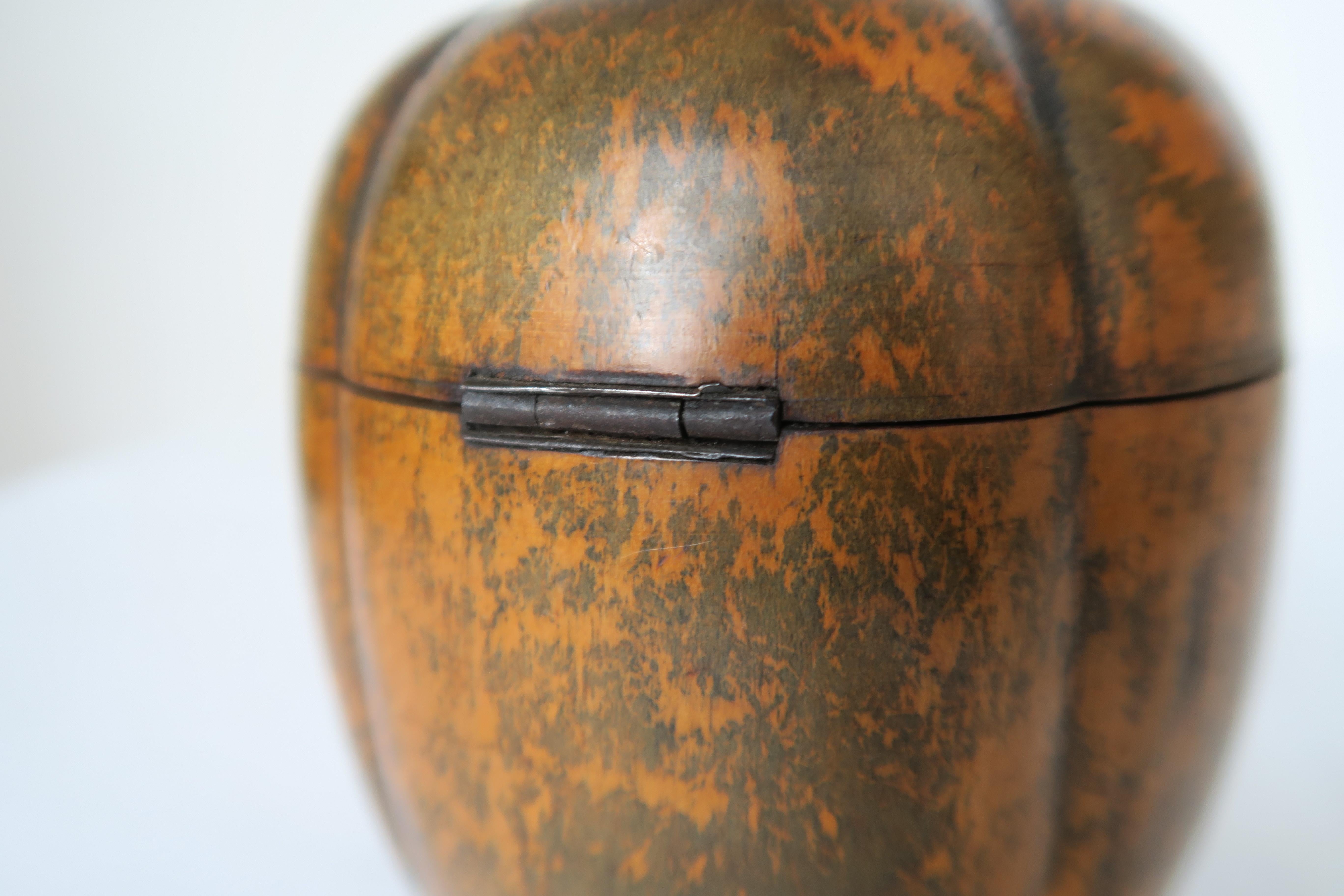 19th Century Pumpkin Shaped Wooden Tea Caddy, George II Period