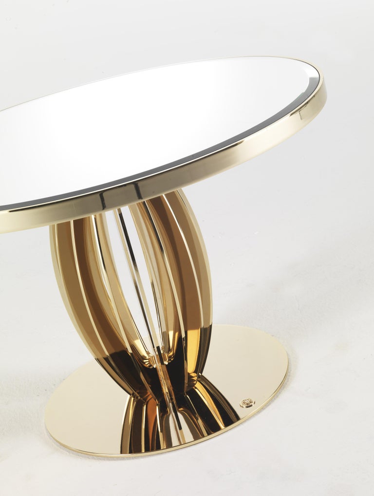 Pumpkin Side Table with Natural Mirror Top by Roberto Cavalli Home