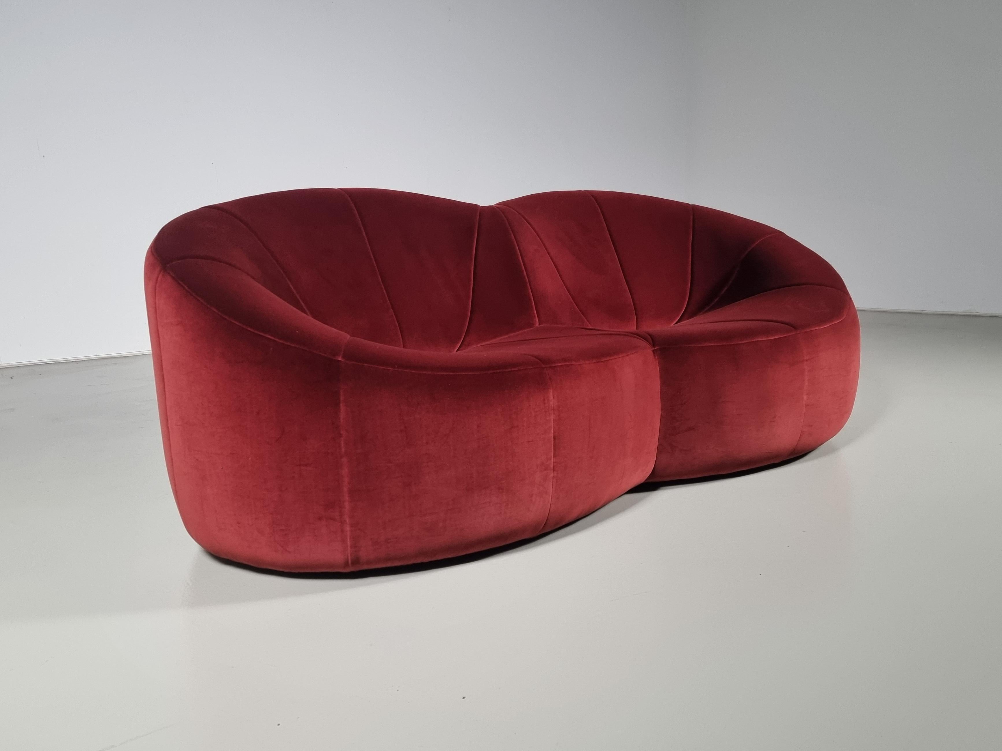 Pumpkin 2-seater sofa designed by Pierre Paulin for Ligne Roset, France, 2008. Reupholstered in a high-quality cotton velvet by Dedar Milano. A unique sofa. The first edition of this sofa was designed for the private collection of former French