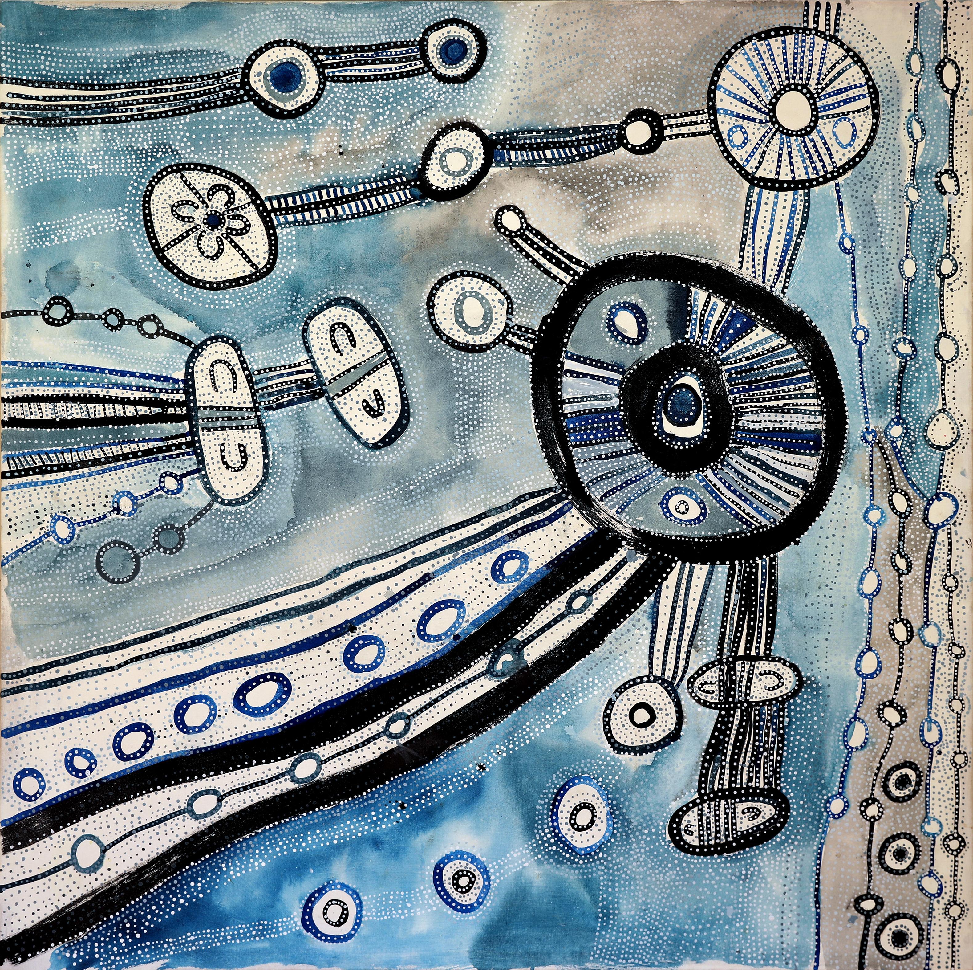 "Antara" Aboriginal Acrylic and Ink Painting on Linen by Puna Yanima