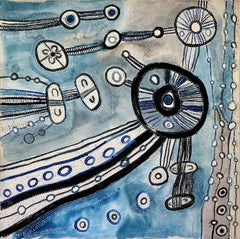 ""Antara" Aborigine-Gemälde aus Acryl und Tusche auf Leinen von Puna Yanima
