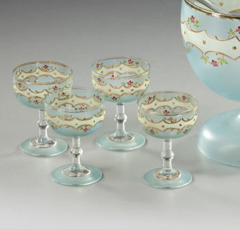 Punch Bowl and Glass For Sale at 1stDibs uranium glass punch bowl set