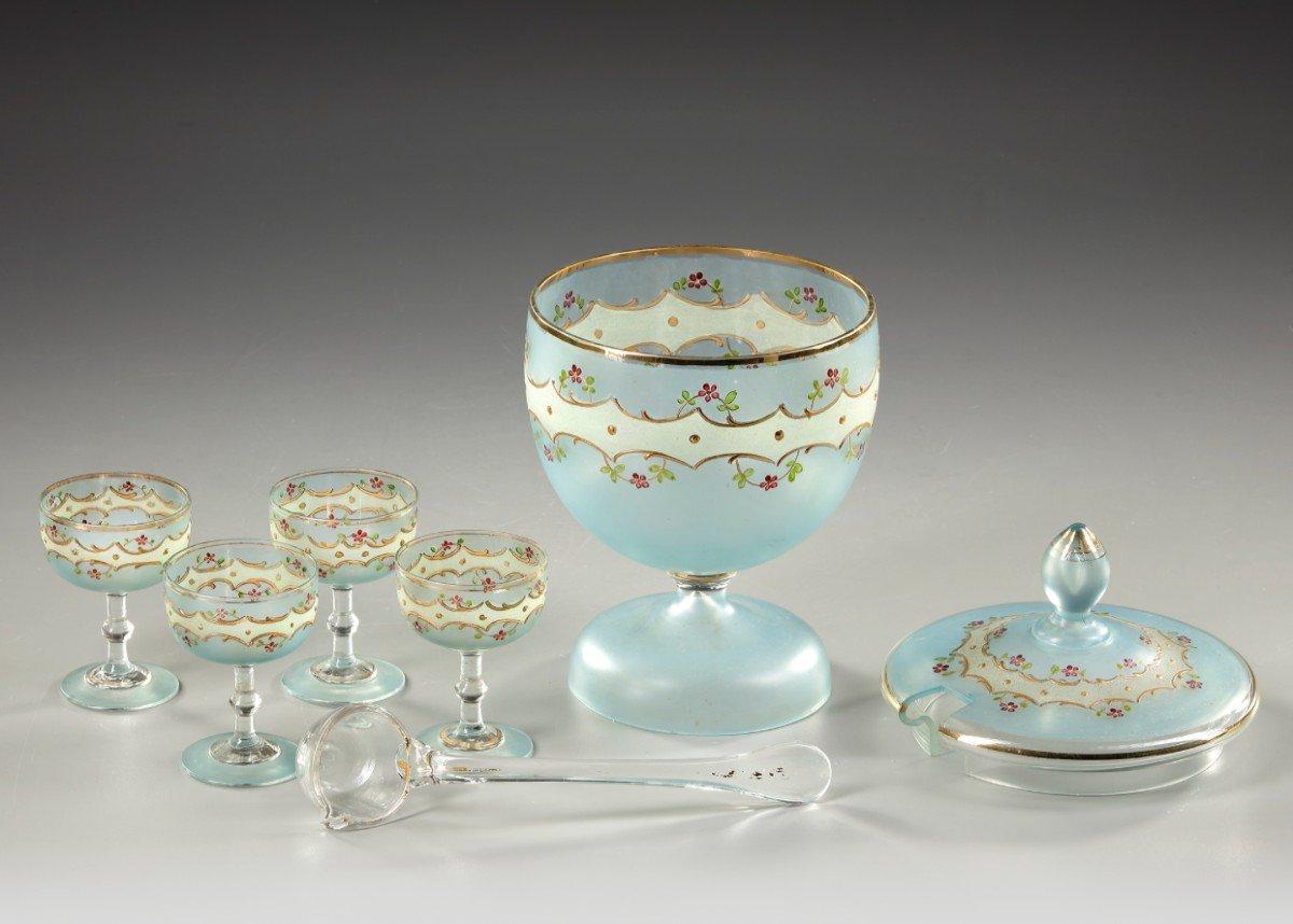 Punch Bowl and Glass For Sale at 1stDibs uranium glass punch bowl set