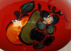 A rare deep red 1970s punch bowl funky design and four cups by Wächtersbach WGP