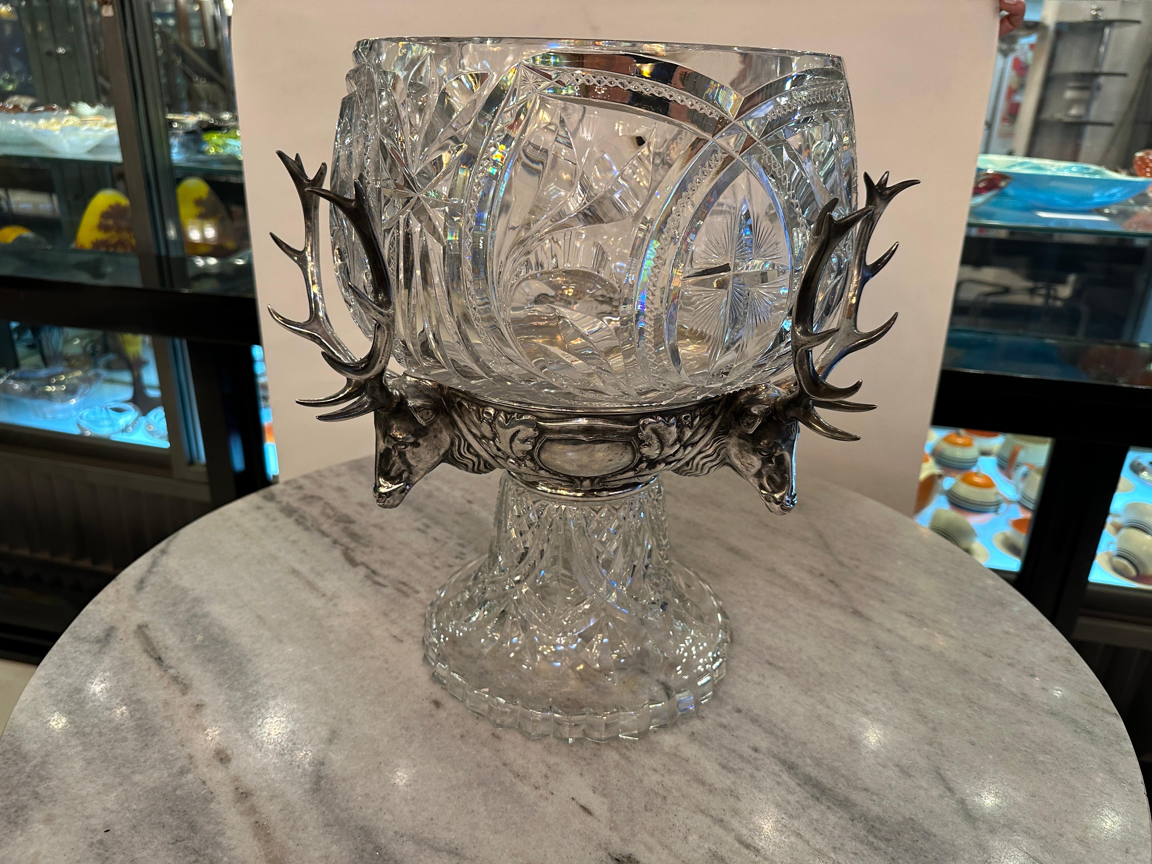 Punch Bowl with Deer Style and peacock , Jugendstil, Art Nouveau, Liberty, 1910 For Sale 6