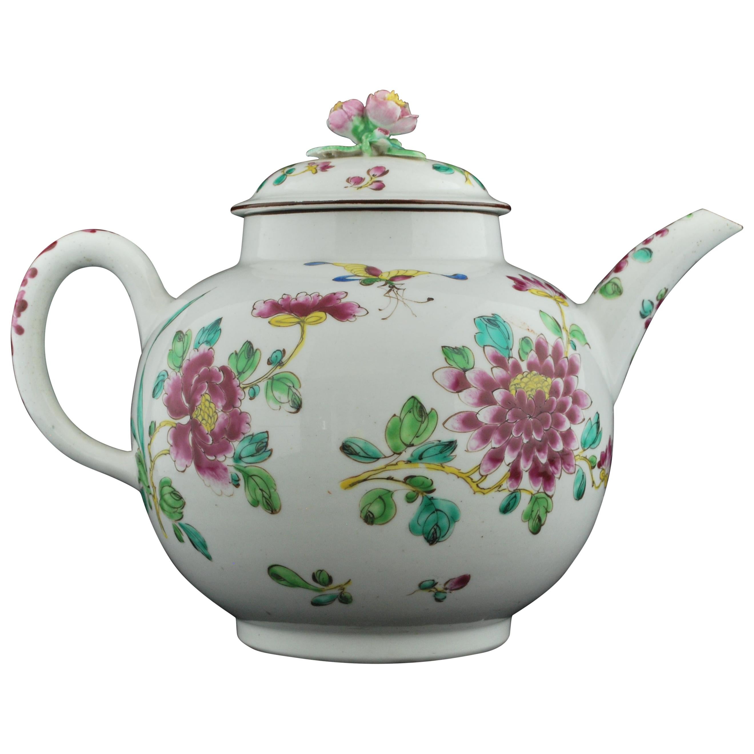 Punch Pot in the Famille Rose Style, Bow Porcelain Factory, circa 1757 For Sale