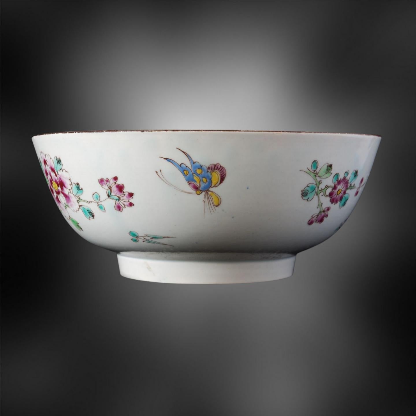 Chinoiserie Punch Powl, Bow Porcelain Factory, circa 1755 For Sale