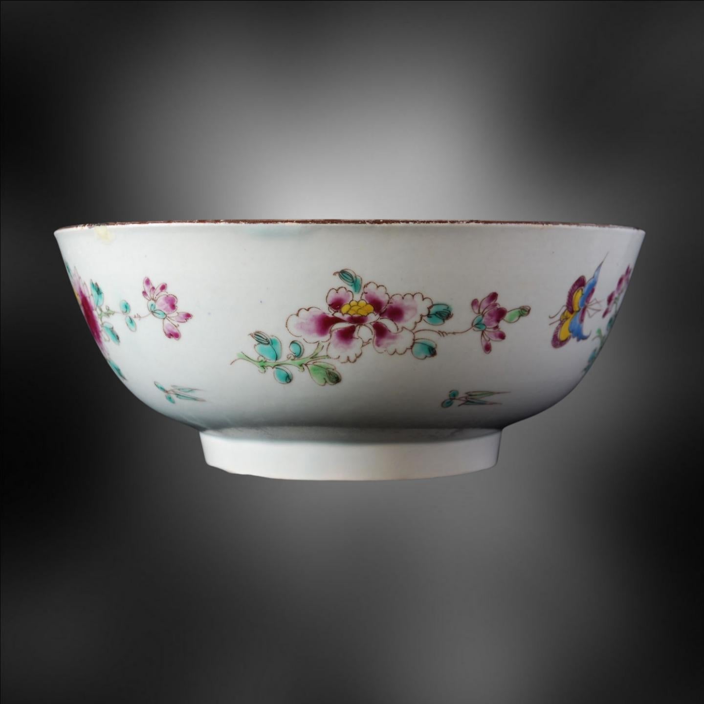 18th Century Punch Powl, Bow Porcelain Factory, circa 1755 For Sale