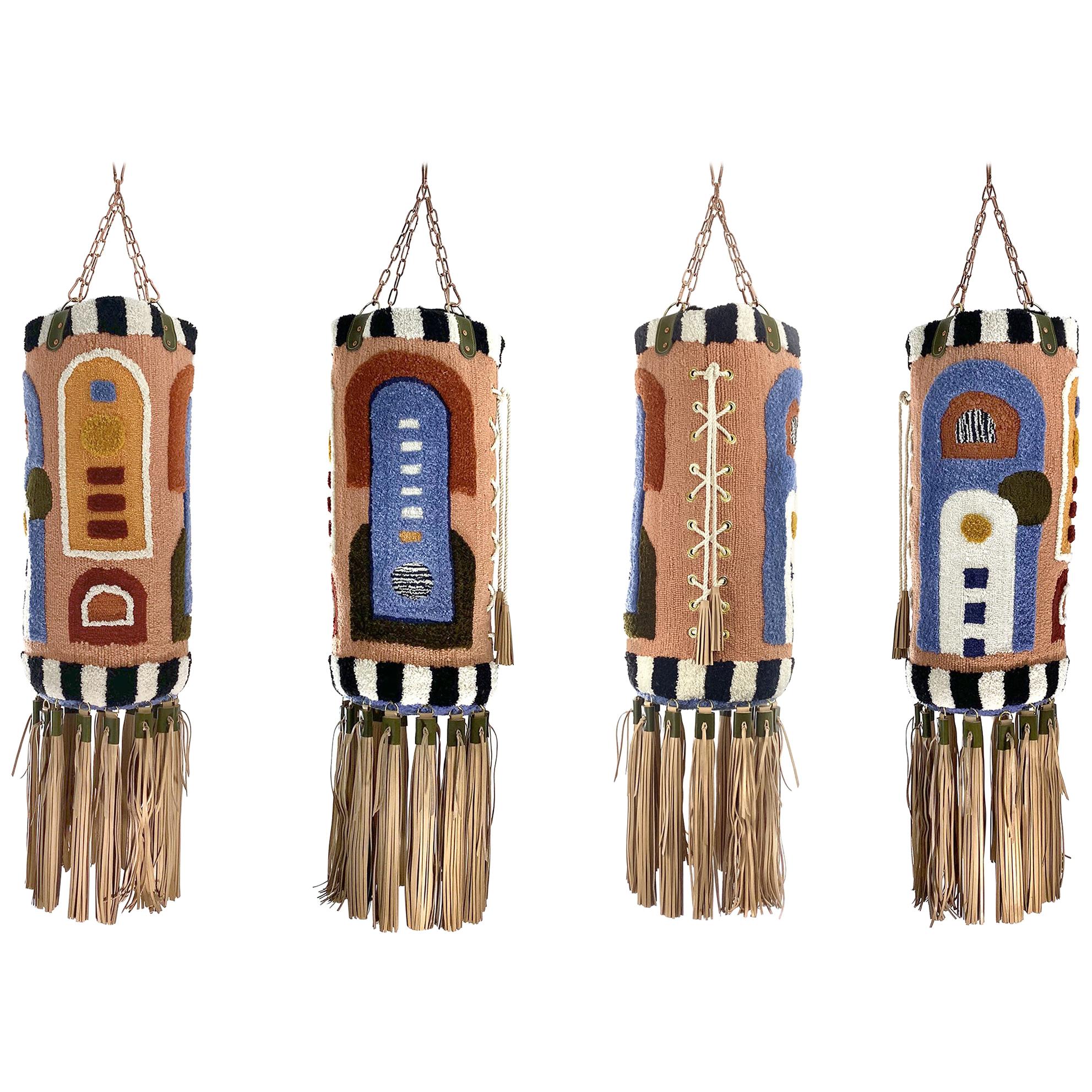 Punching Bag by Omar Fajardo & Moniomi, Hand-Crafted in Wool and Leather