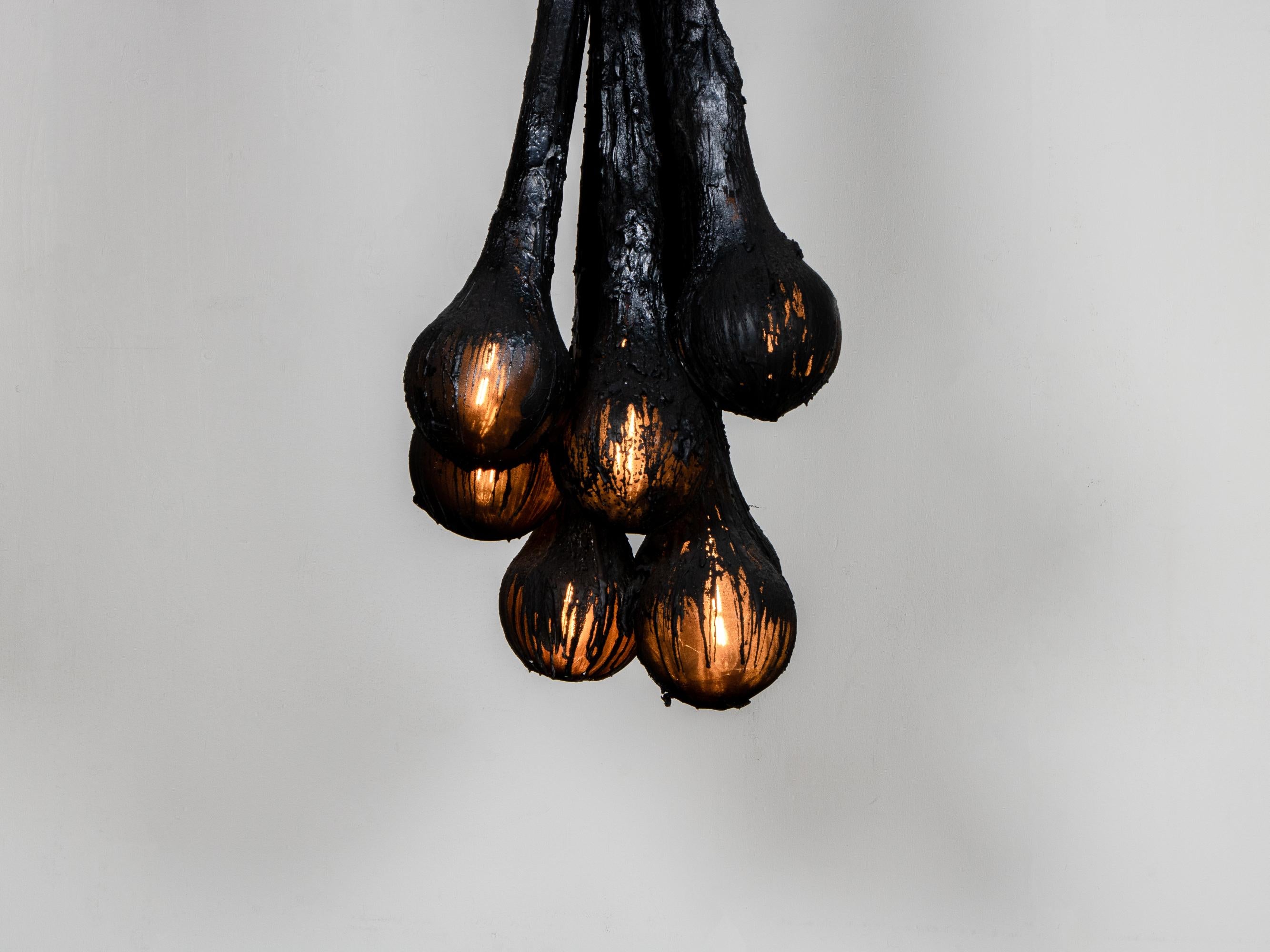 Pung lamp by Lucas Morten
2018
Limited edition of 7
Dimensions: ø 50, H 127
Material: Resin

Pung lamp is a work made to symbolize how human emotions often are held storaged in a dark fog. With this lamp Lucas Morten wants to lighten those