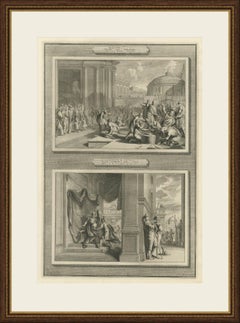 Punishment of Adonibezek and Ehud Kills Eglon, Mortier Bible circa 1700