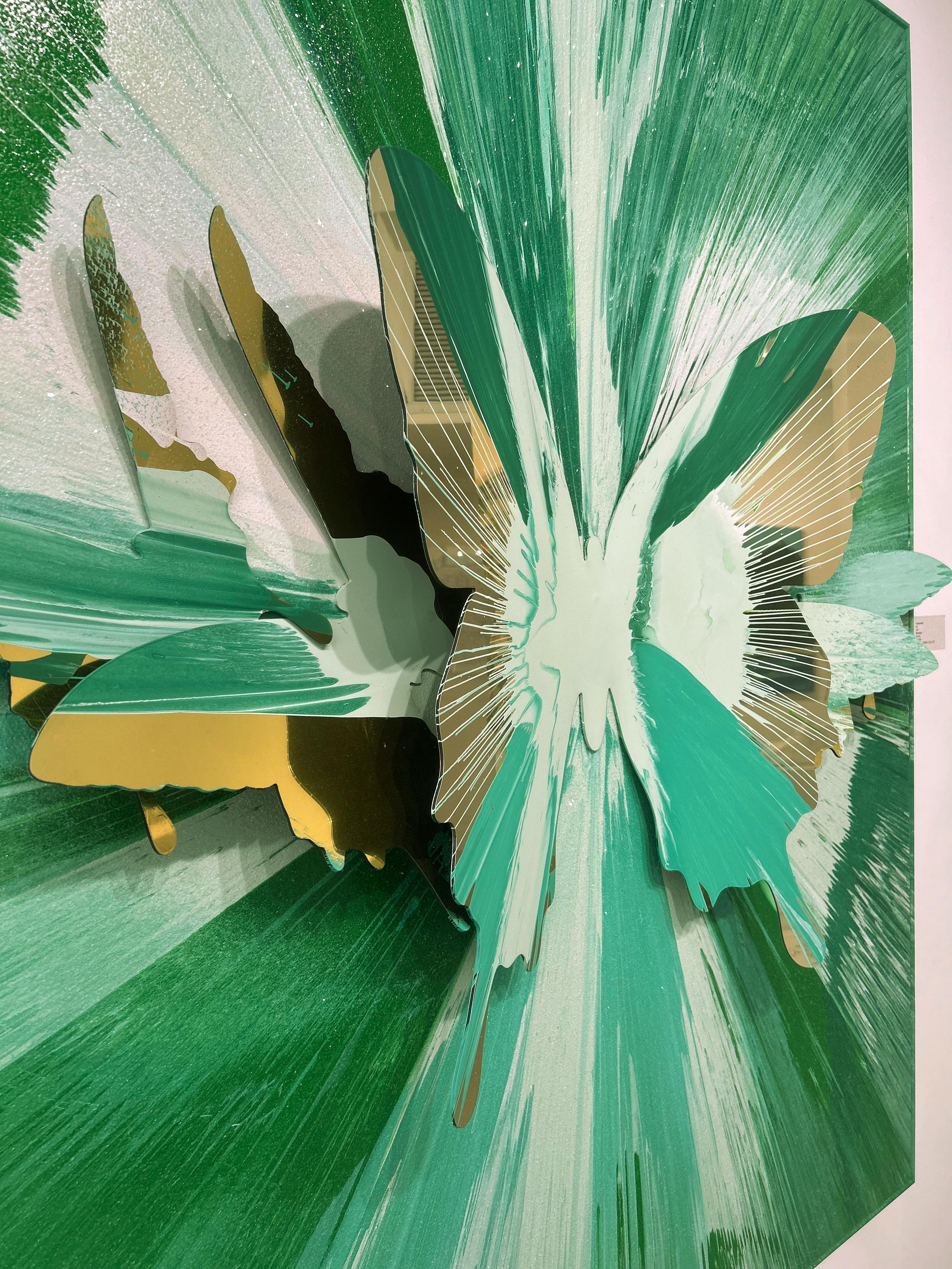 Miroir papillon Pop Art vert en or avec poussière en diamant / Punk Me Tender n° 220 en vente 2
