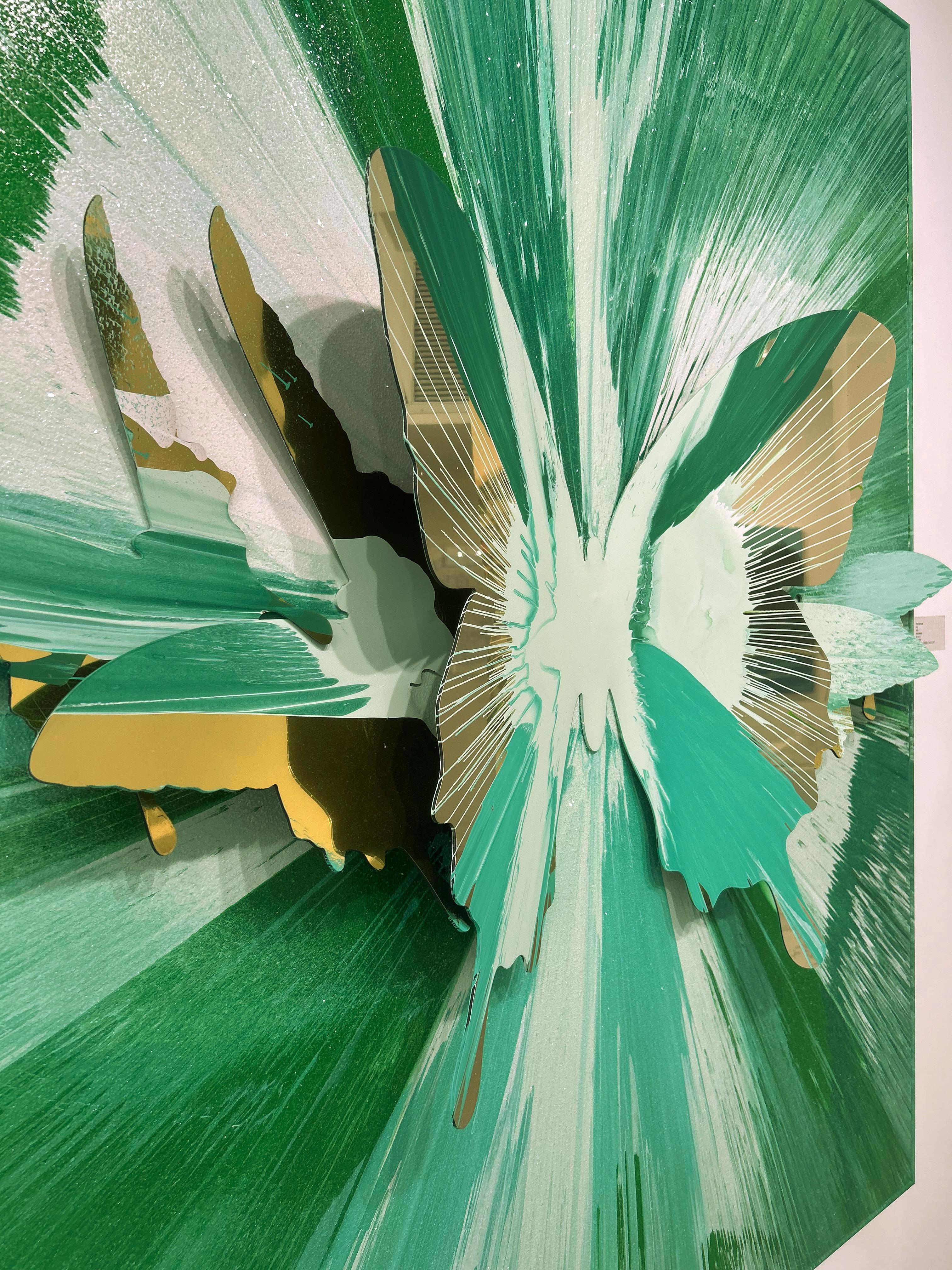Espejo dorado con polvo de diamantes Green Spin Pop Art Mariposa / Punk Me Tender nº 220 en venta 2