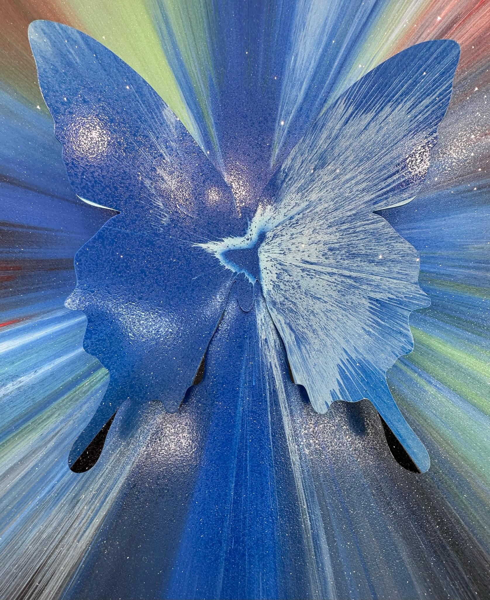 Butterfly Spin Pop Art bleu avec poussière en diamant / Punk Me Tender n° 354 en vente 1