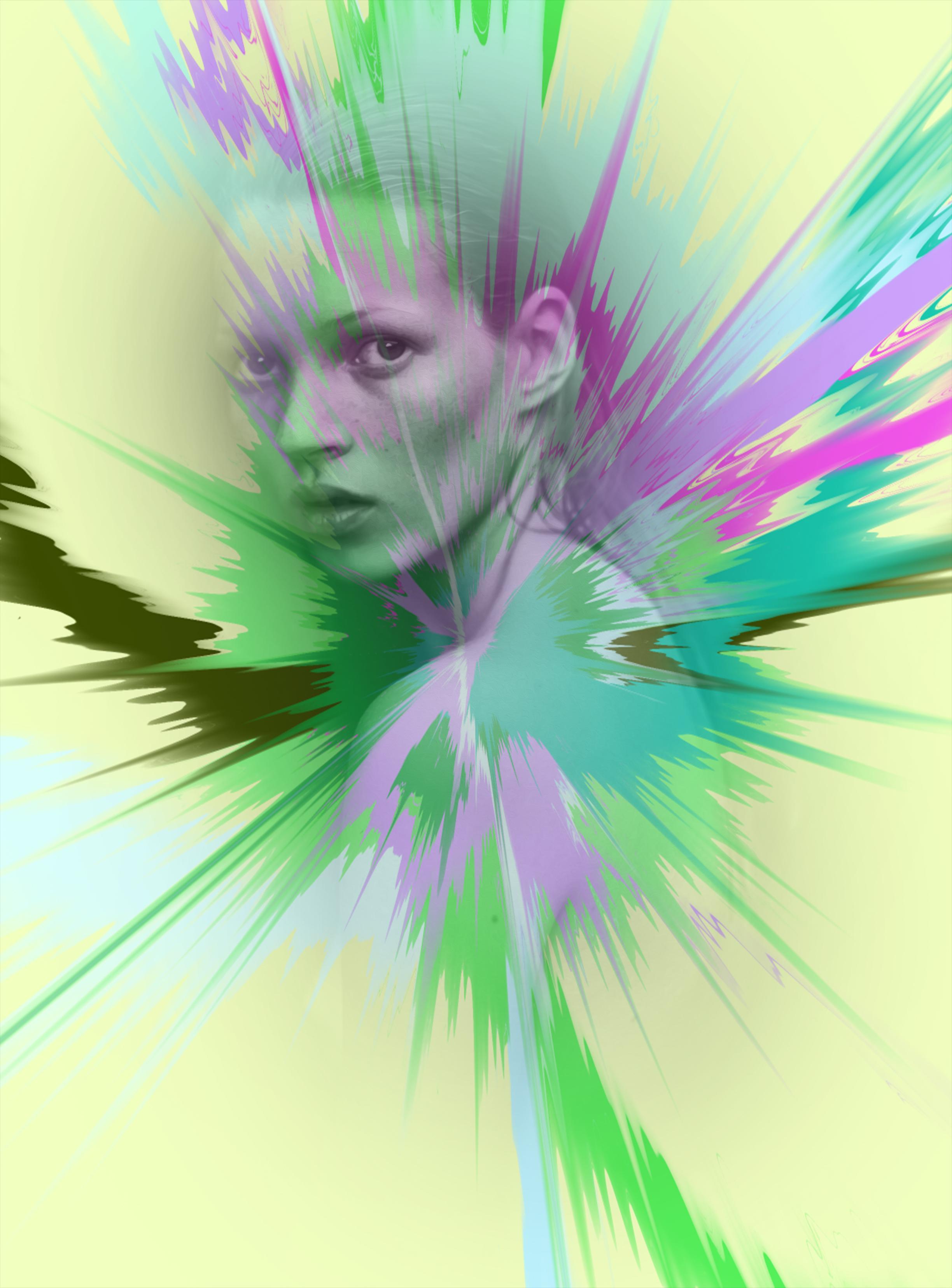 539 - Kate Moss vibrante de poussière de diamant - Mixed Media Art de Punk Me Tender