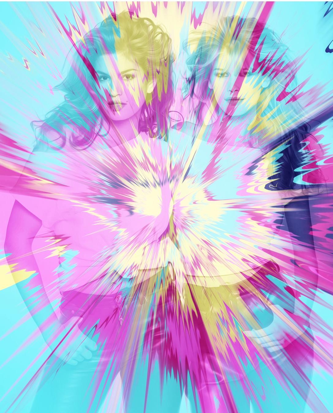 542 - Cindy Crawford + Claudia Schiffer avec poussière en diamant - Mixed Media Art de Punk Me Tender