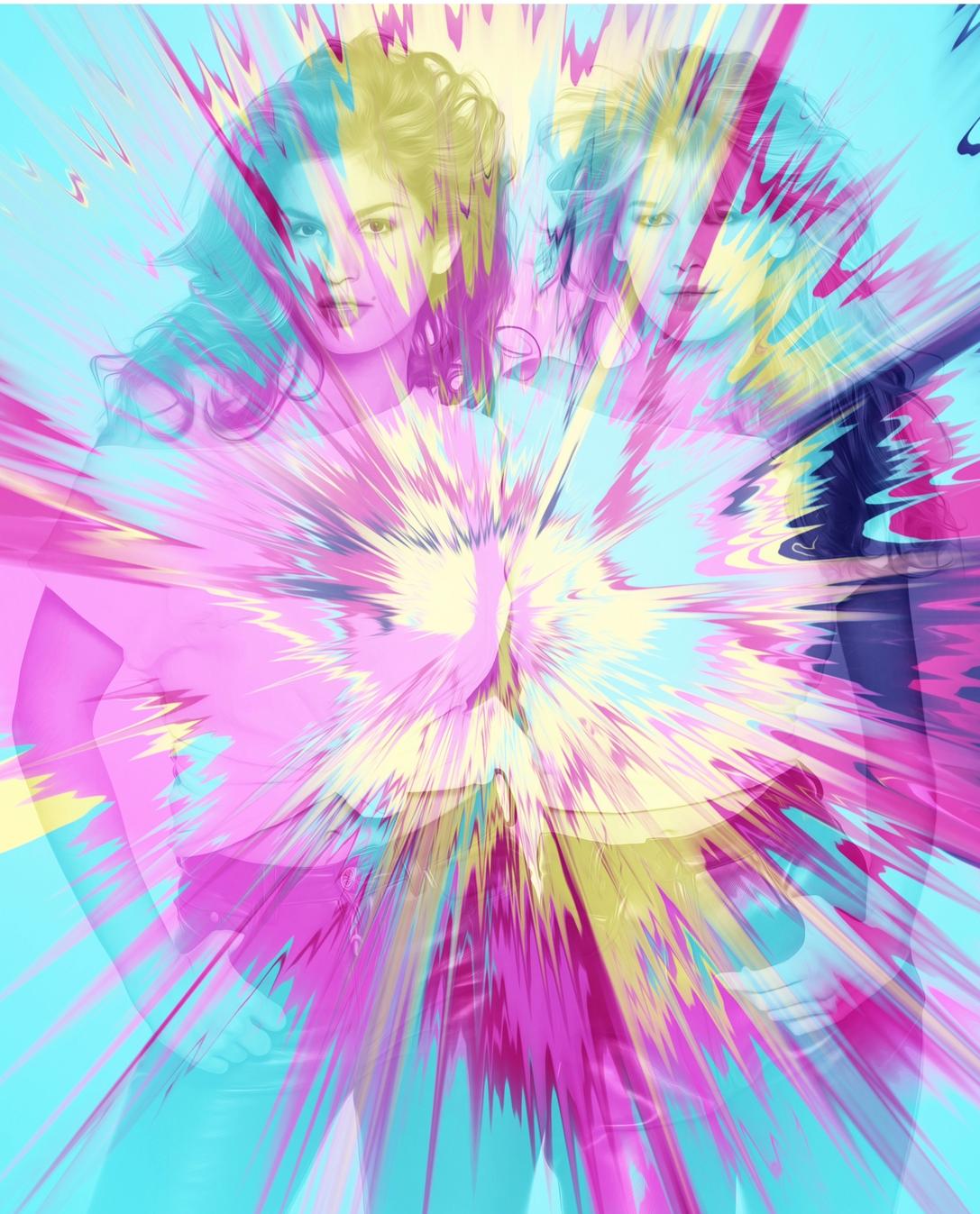 542 - Cindy Crawford + Claudia Schiffer con polvere di diamanti - Mixed Media Art di Punk Me Tender