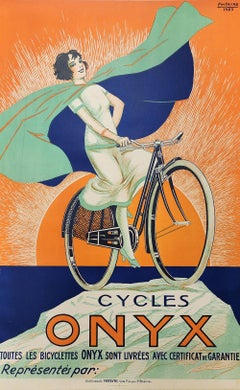 Cycles Onyx by Fritayre Original 1925 Vintage French Bicycle Company Stone Litho