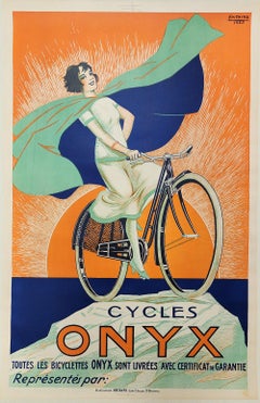 Cycles Onyx by Fritayre Original 1925 Antique French Bicycle Company Stone Litho