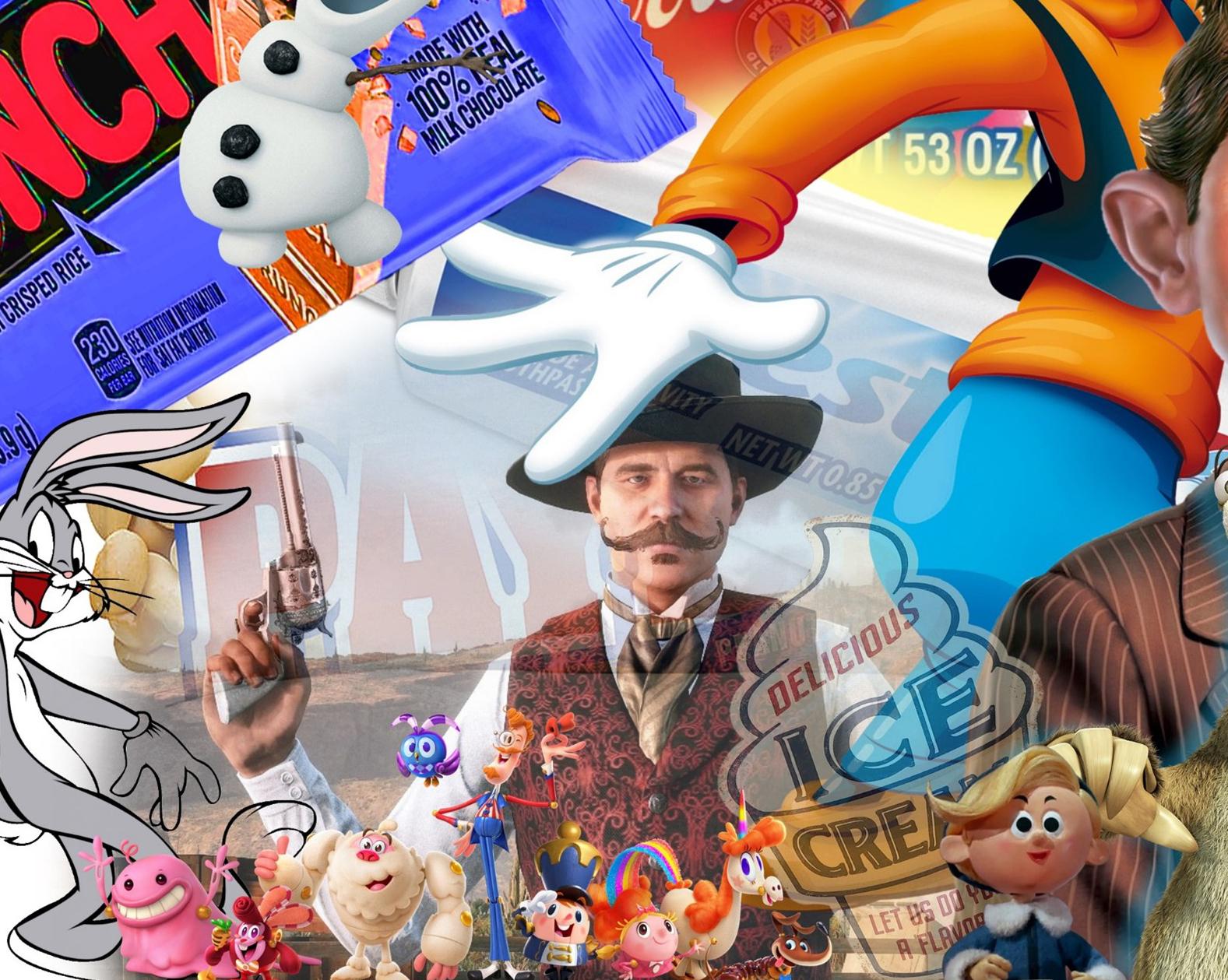 Sweet Tooth, large 41x61 inches Framed 2024 - Beige Figurative Print by Punk