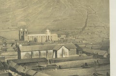 Puno Peru Antique City View Lithograph – Panoramic Scene c.1865