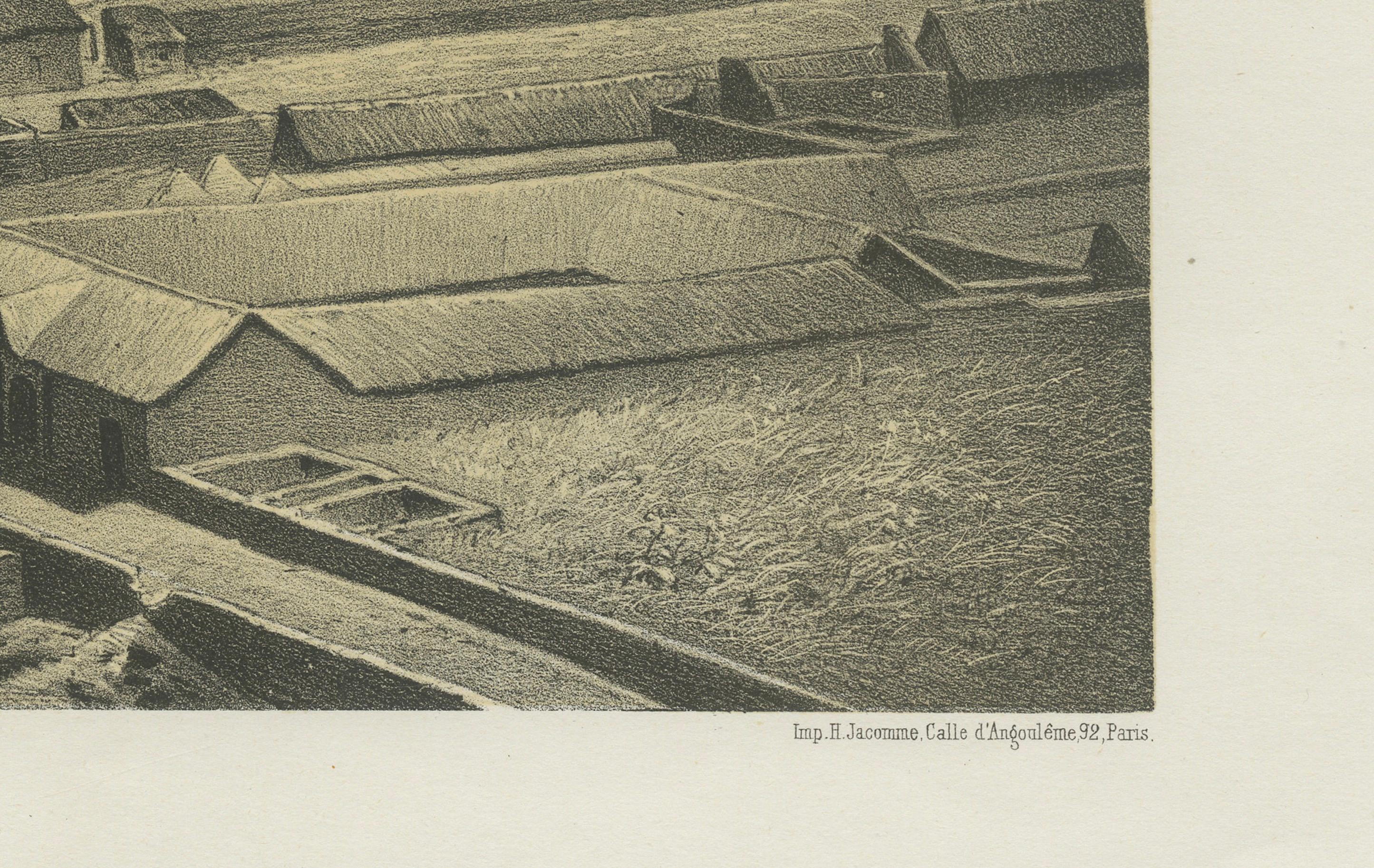 Paper Puno Peru Antique City View Lithograph – Panoramic Scene c.1865 For Sale