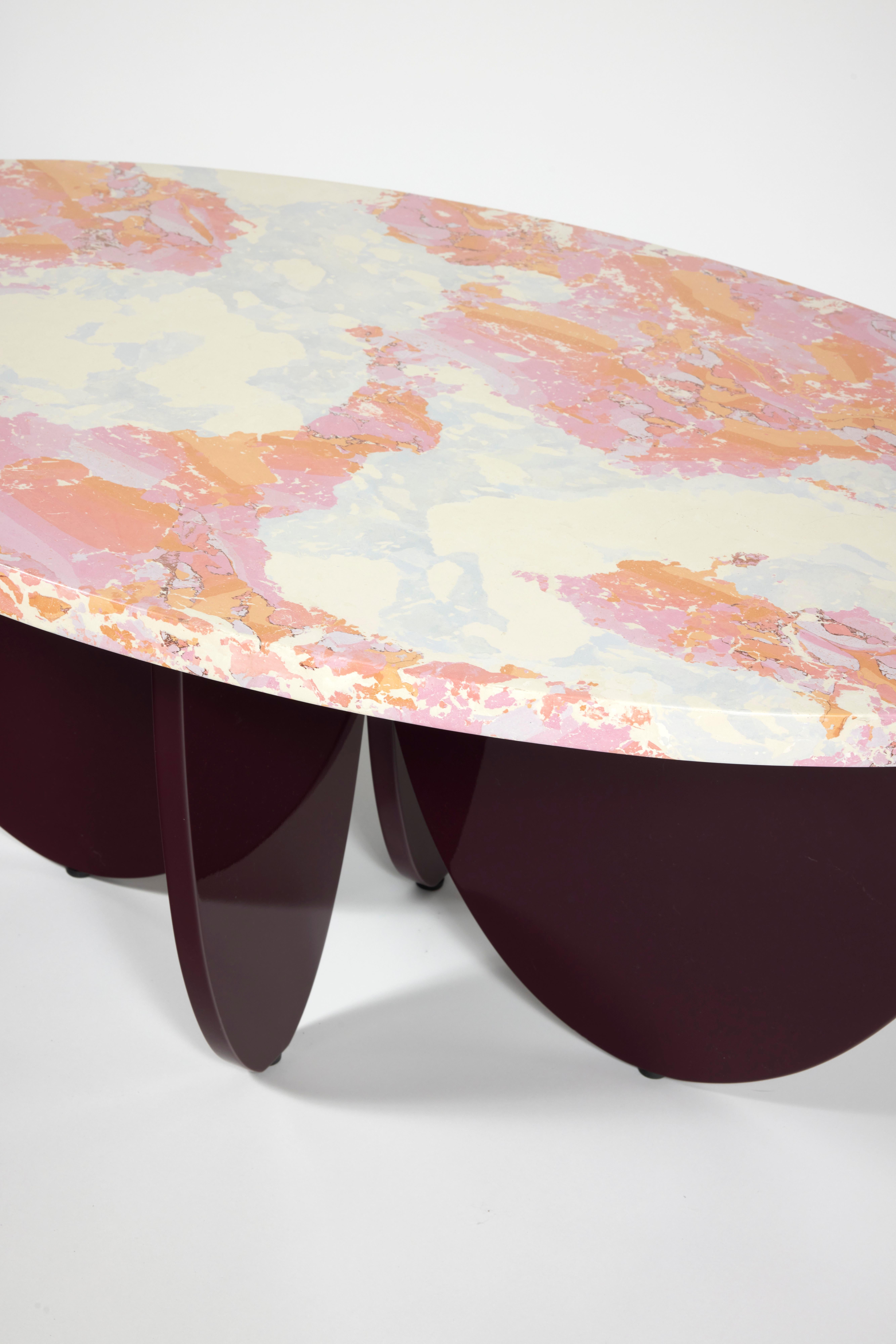 Minimalist Puntarella Stucco Lacquered Side Table Designed By Chloé Nègre For Sale