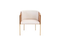 "Punto" Armchair in Wooden Multi-laminate Upholstered with Golden Four Feet
