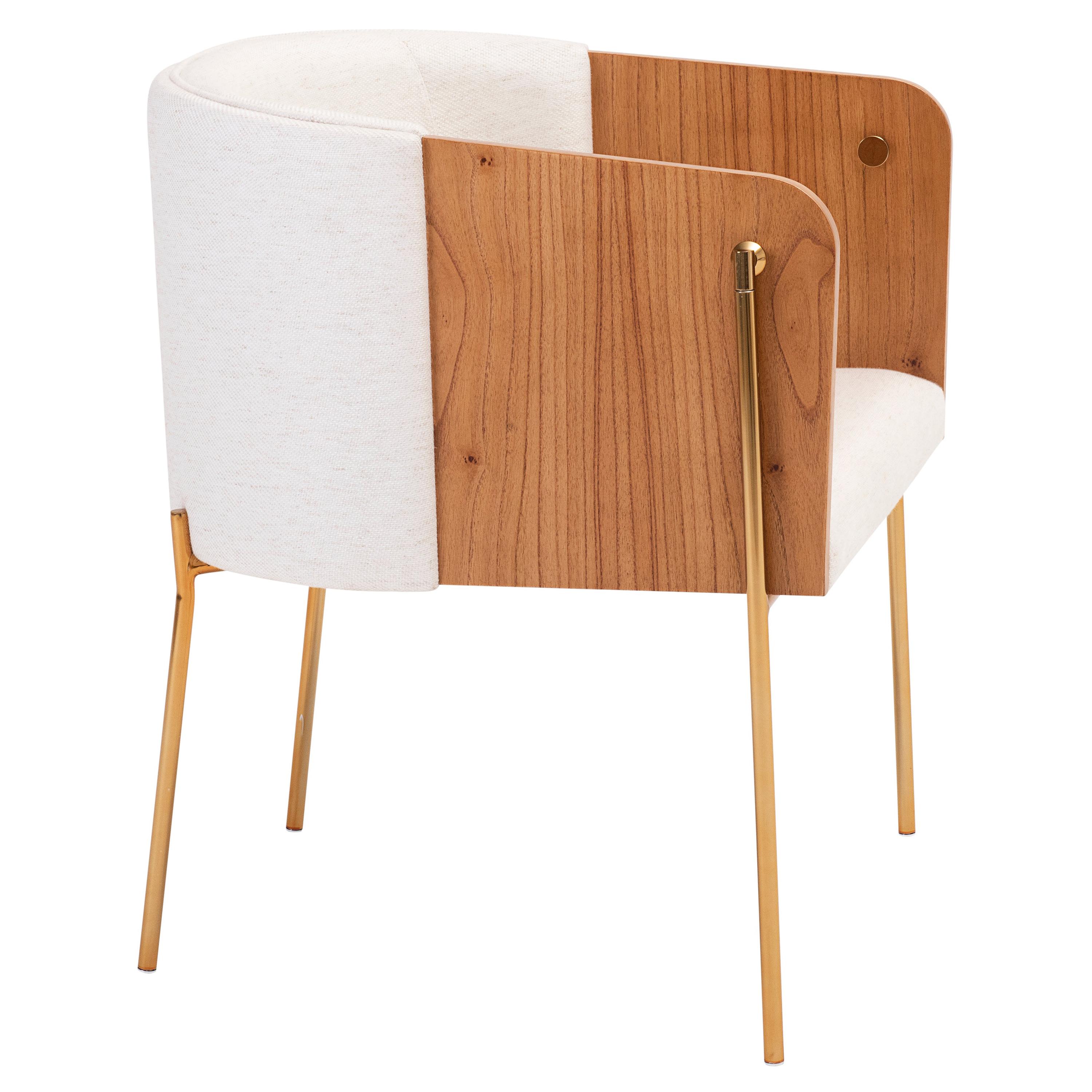 "Punto" Armchair in Wooden Multi-laminate Upholstered with Golden Four Feet For Sale