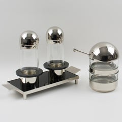 Punto Bacola for Montagnani Steel Lucite Memphis Condiment Set
