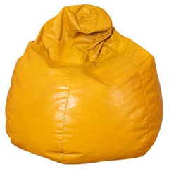 Vintage 80's genuine leather sack puof Italian design