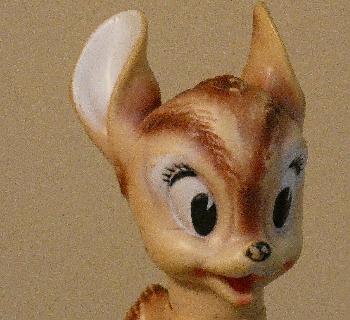 Bambi Ledraplastic.

Bambi ledraplastic in very good condition working whistle some slight discoloration in places.

Since 1966, it has been producing puppets from the Disney line of characters by obtaining licenses from major American companies