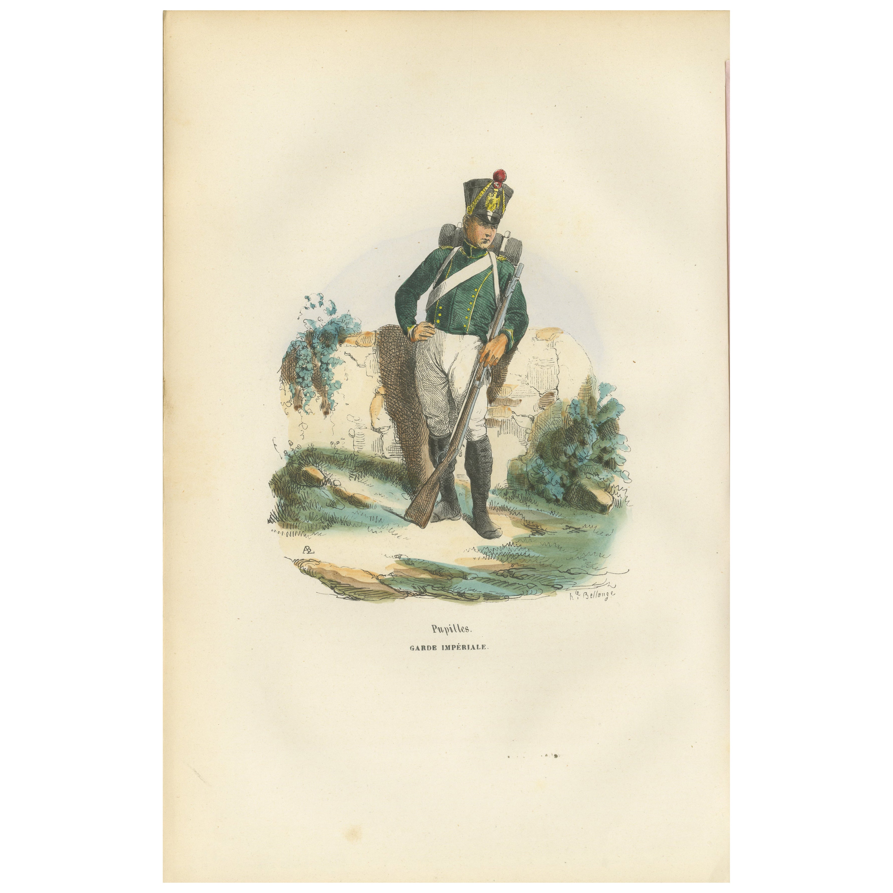 Pupilles of the Imperial Guard, Napoleonic Military Uniform Print, Paris 1843