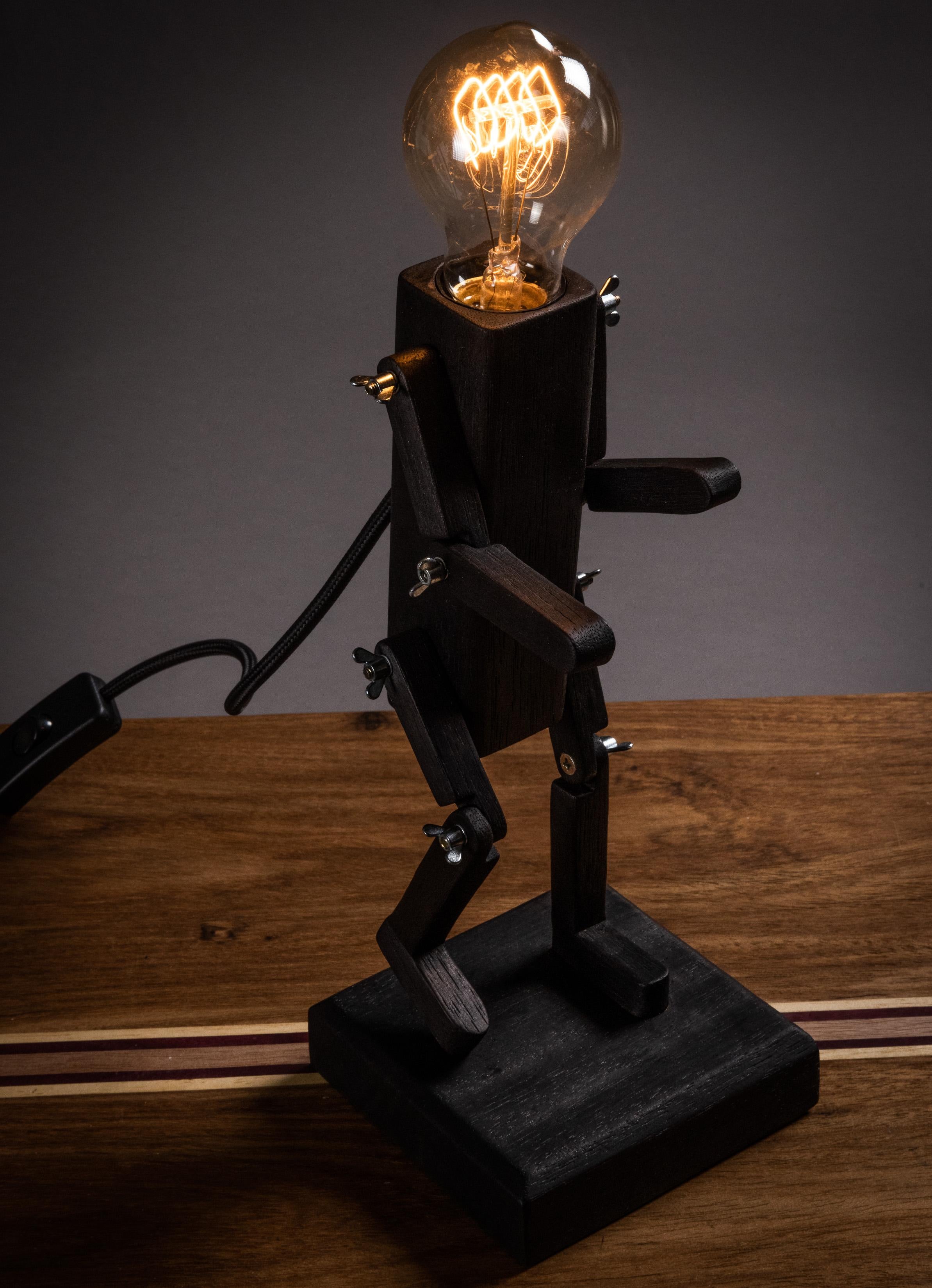 Hardwood Puppet Lamp in Brazilian Solid Wood For Sale