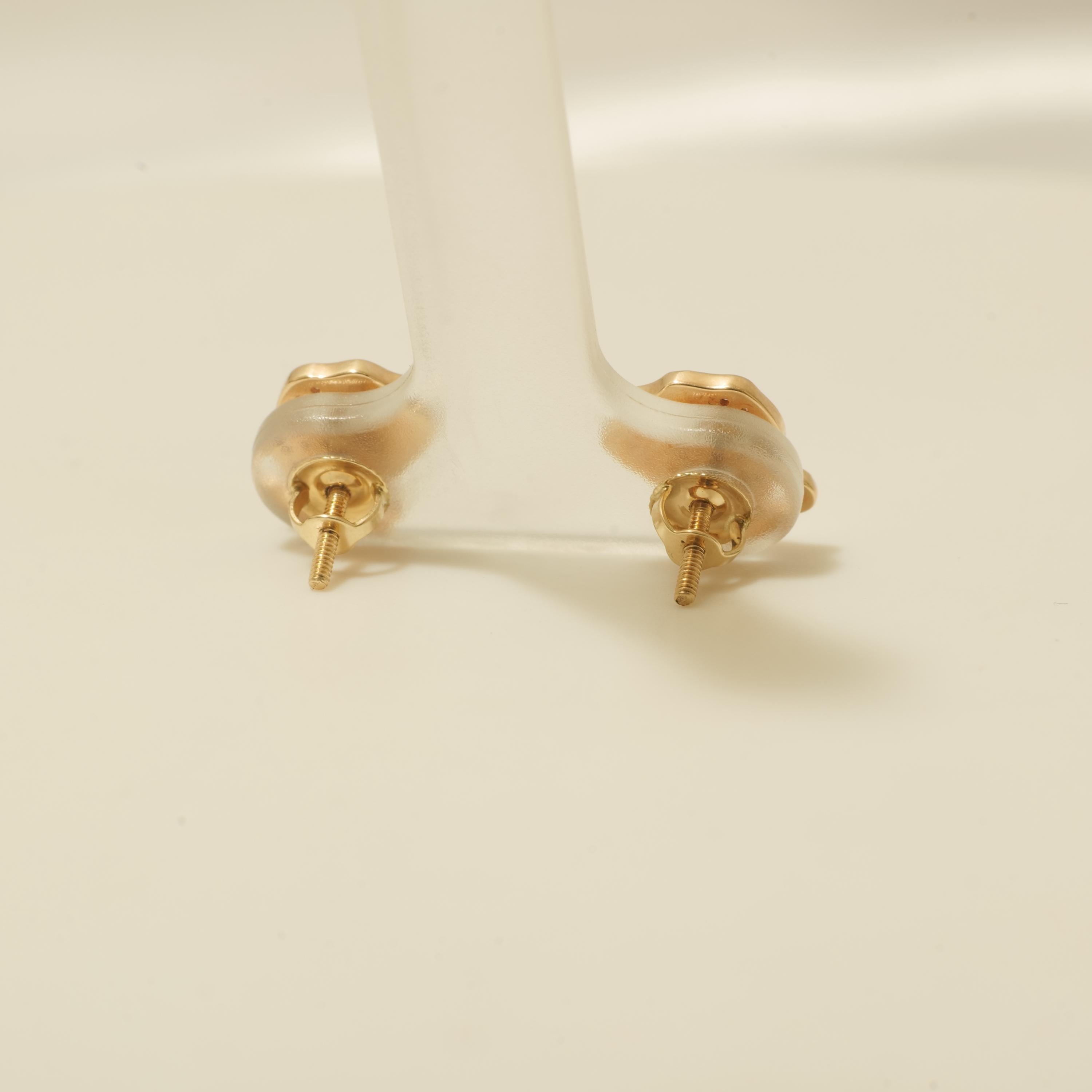 Women's Puppy Diamond Kids Stud Earrings in 14k Solid Gold (Certified) For Sale